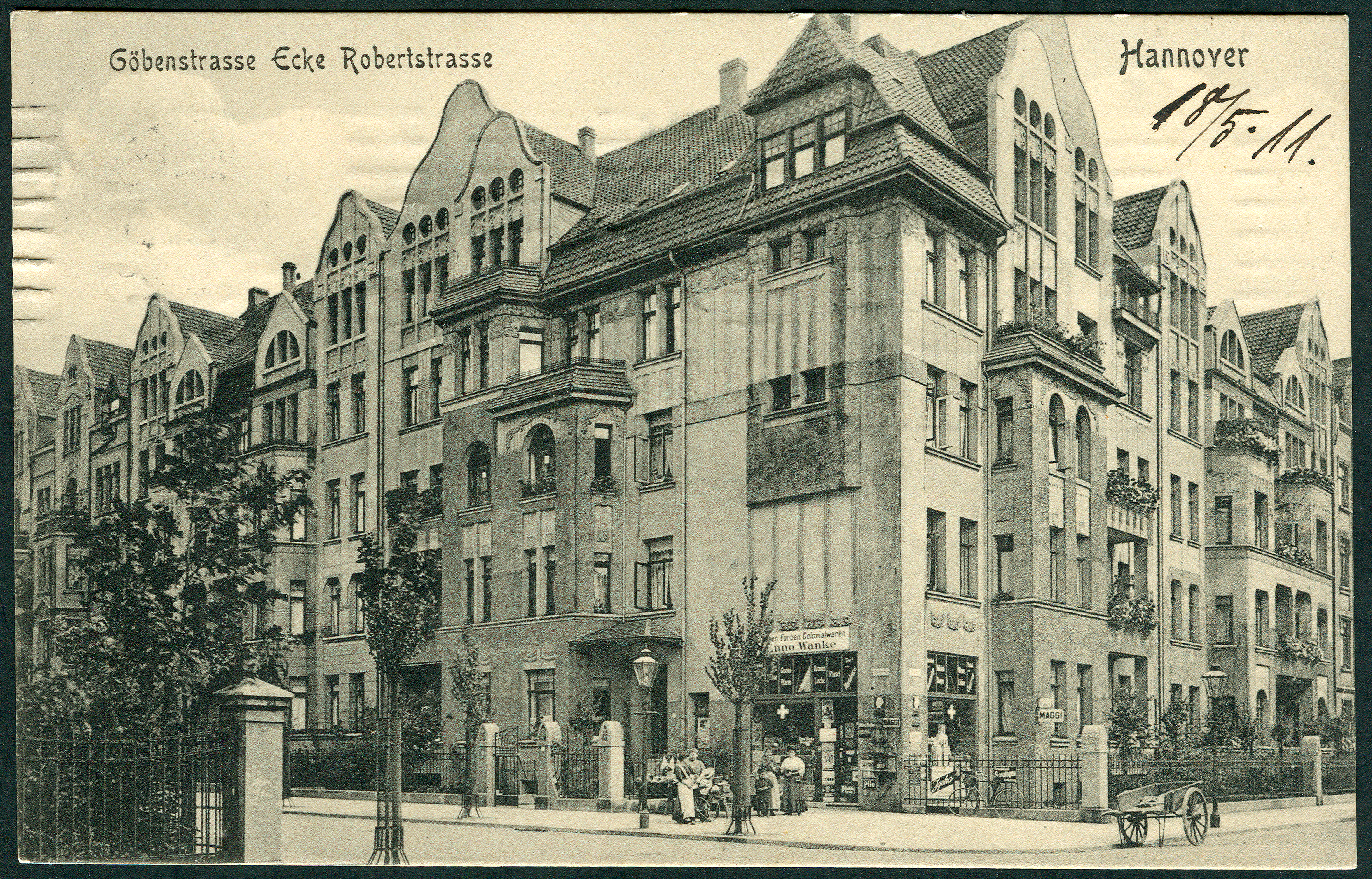 F. Astholz jun. AK 1300 Göbenstraße Ecke Robertstraße Hannover, Bildseite ... Farben Colonialwaren Enno Wanke