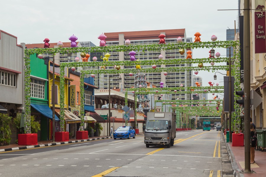 2016 Singapur, Chinatown, Ulica South Bridge, Dekoracje z okazji Chińskiego Nowego Roku (10)