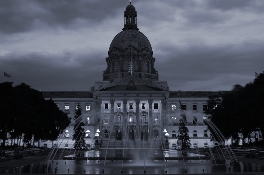 Alberta Legislature Long Exsposure Black and White
