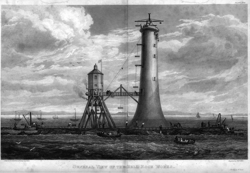General View of the Bell Rock Works engraving by William Miller after A Carse