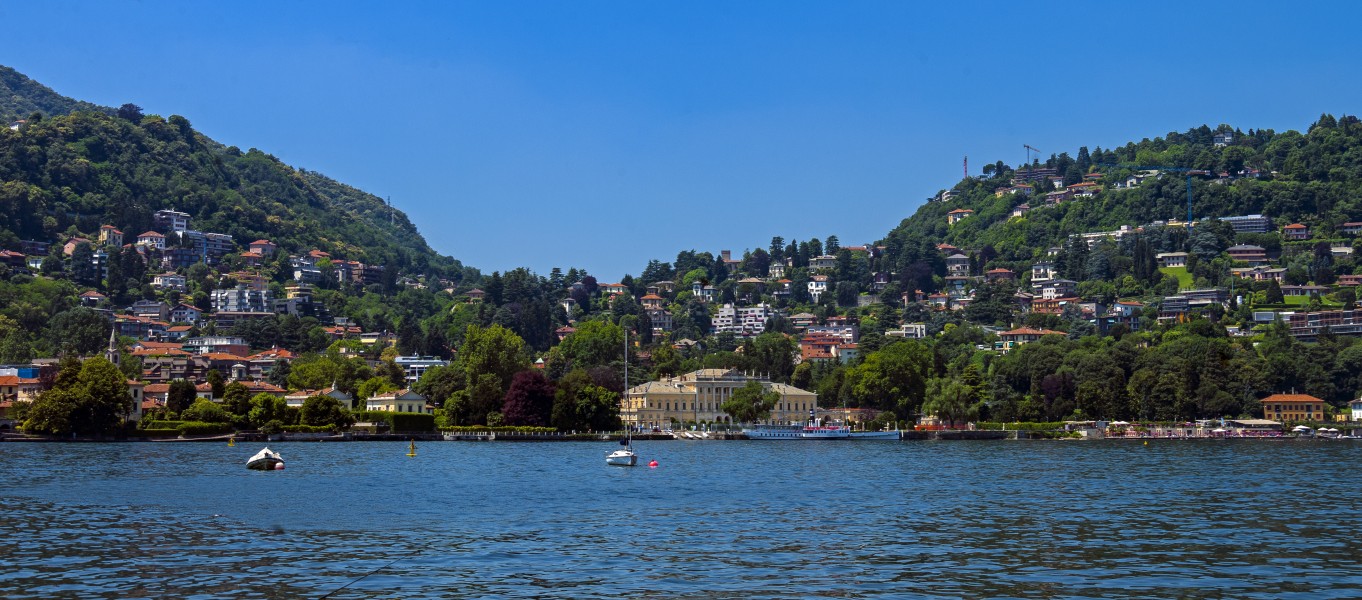 Lake Como panorama looking roward Villa Olmo and Chiasso