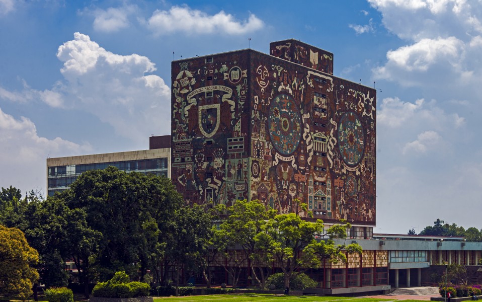 Main library building, Ciudad Universitaria, from SW