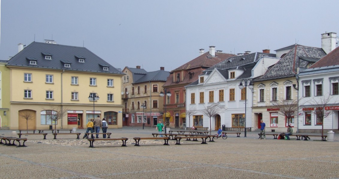 Markt in der Stadt Freudenthal, Tschechisch Schlesien