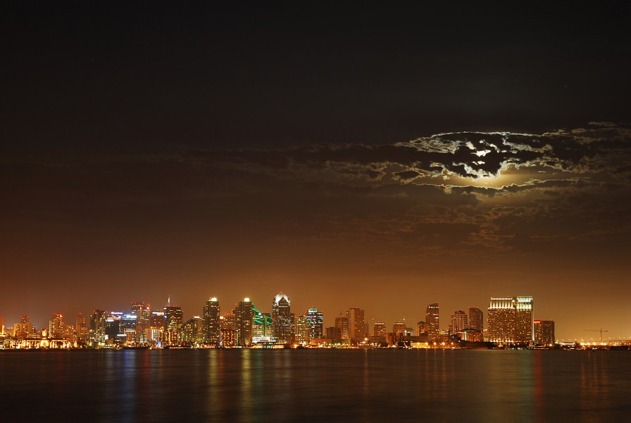 Moon occluded by clouds over San Diego