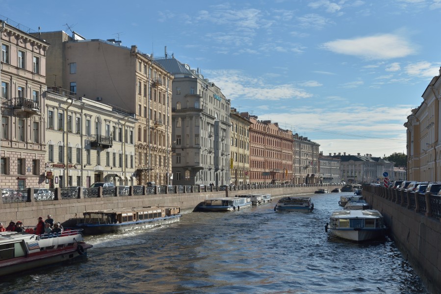Moyka river in Saint Petersburg view south from Pevchesky bridge