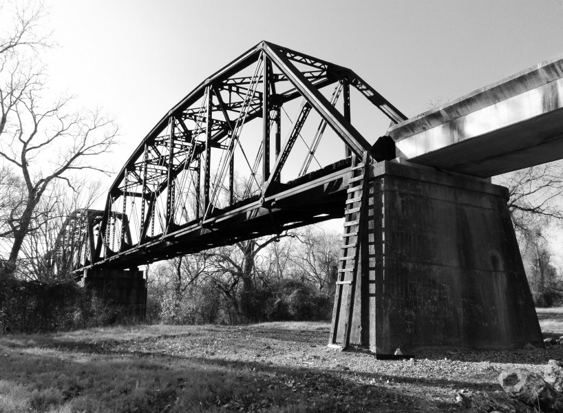 Railroad Bridge over Colorado River, La Grange, Texas 1219101519BW (5276150560)