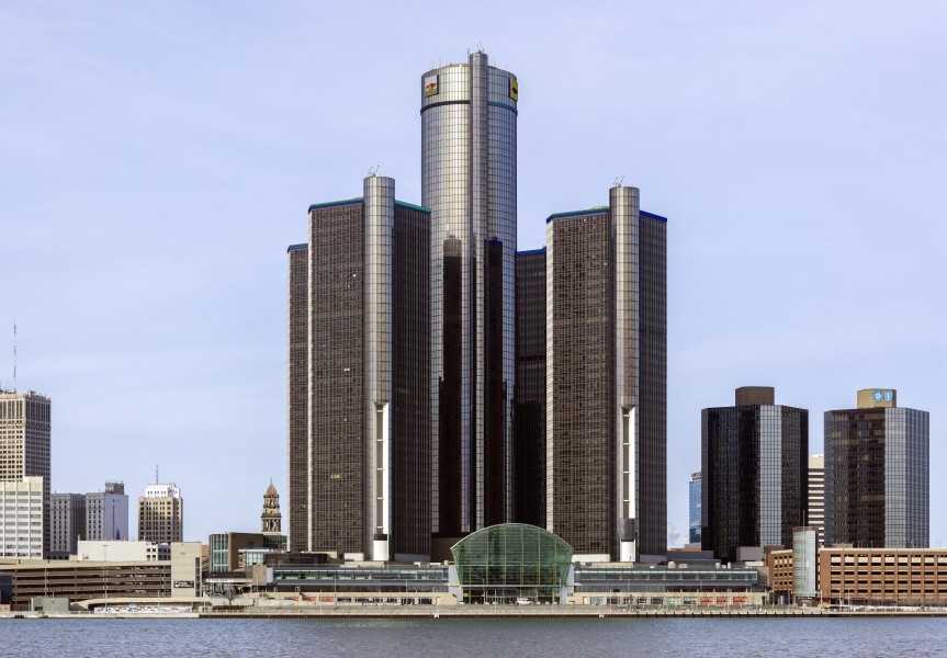 Renaissance Center, Detroit, Michigan from S 2014-12-07