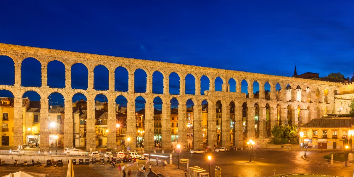 Roman Aqueduct Segovia night 2012 Spain