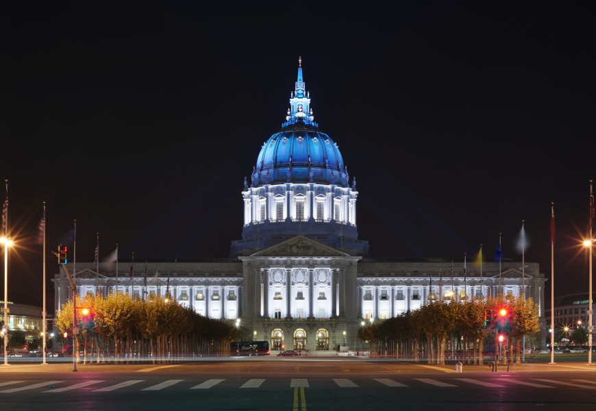 San Francisco City Hall, nighttime, September 2016