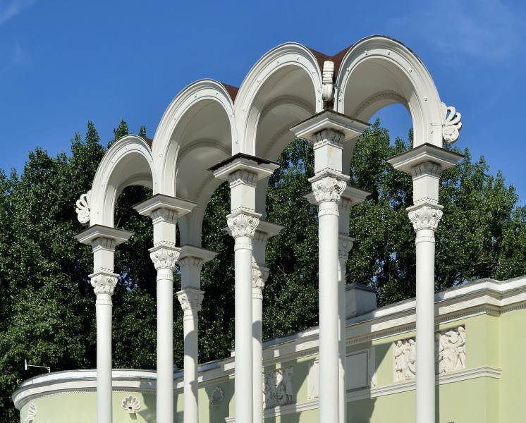 VDNKh Decorative portico of Pavilion No 8 Young Naturalists