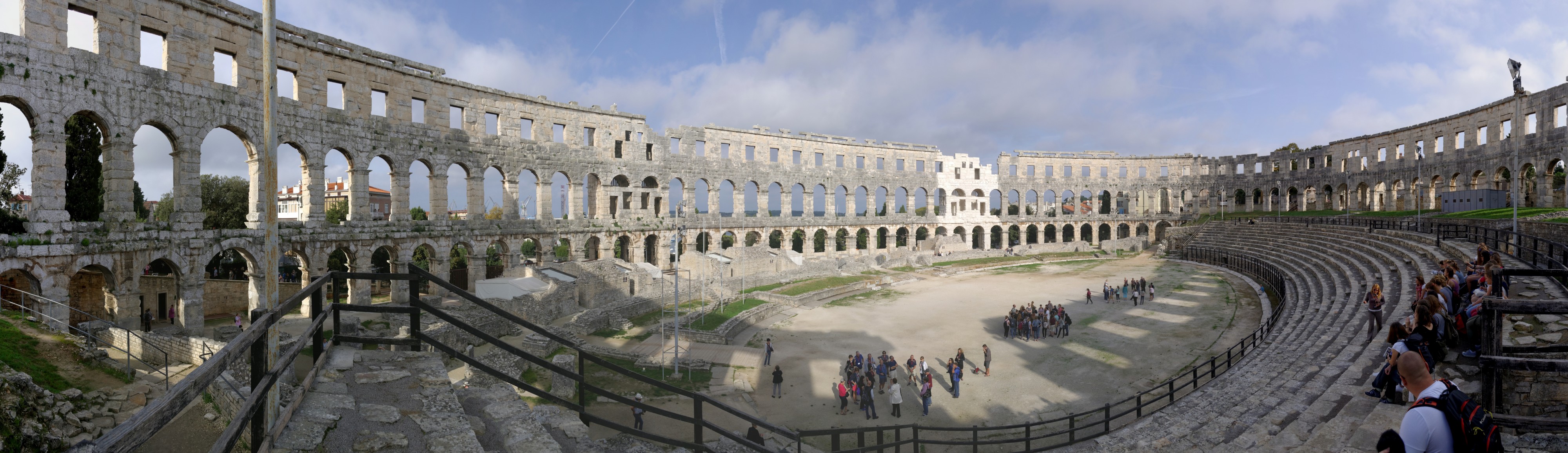 Croatia Pula Amphitheatre interior BW 2014-10-11 10-03-10