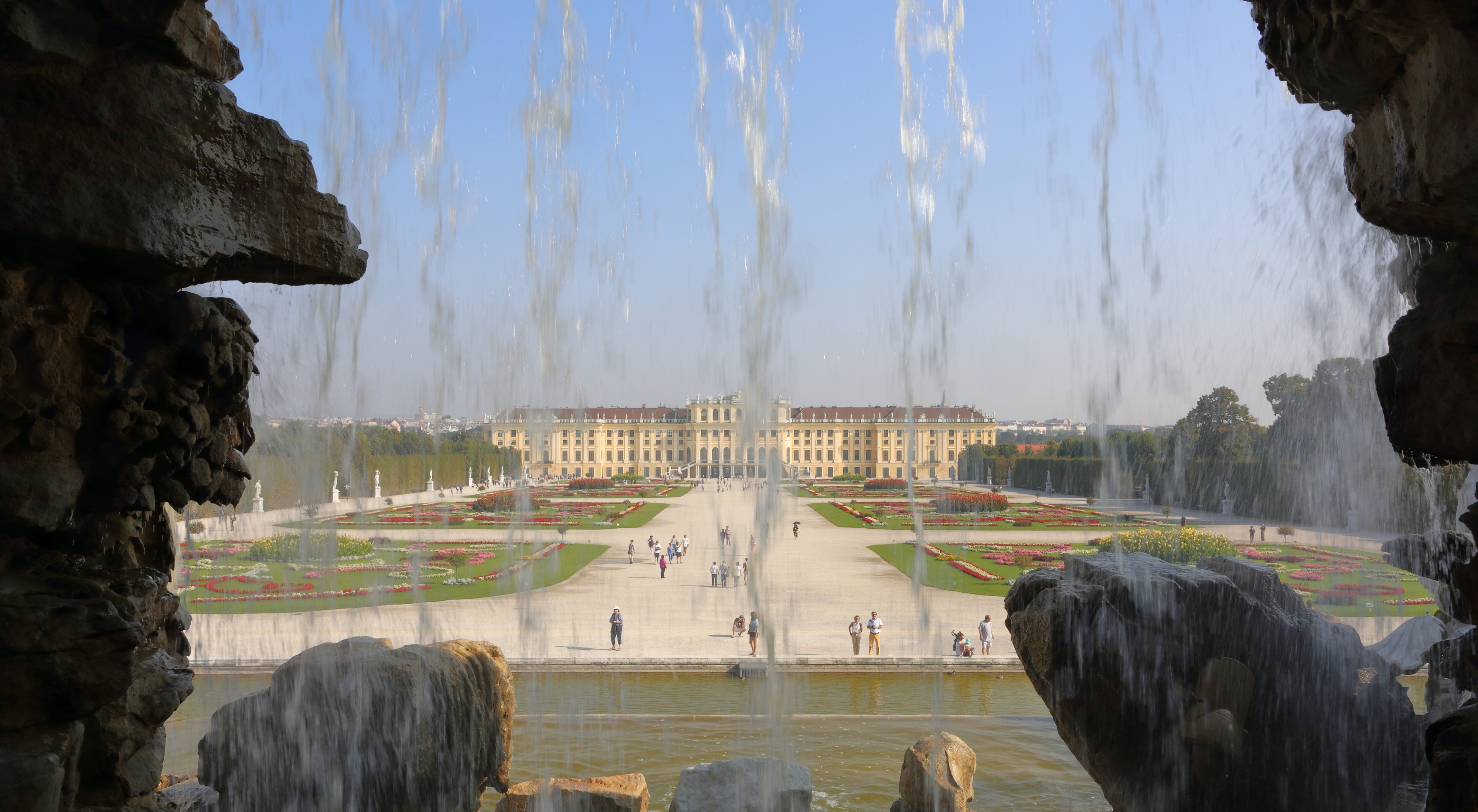 Schoenbrunn Palace as seen from Neptune Fountain, September 2016