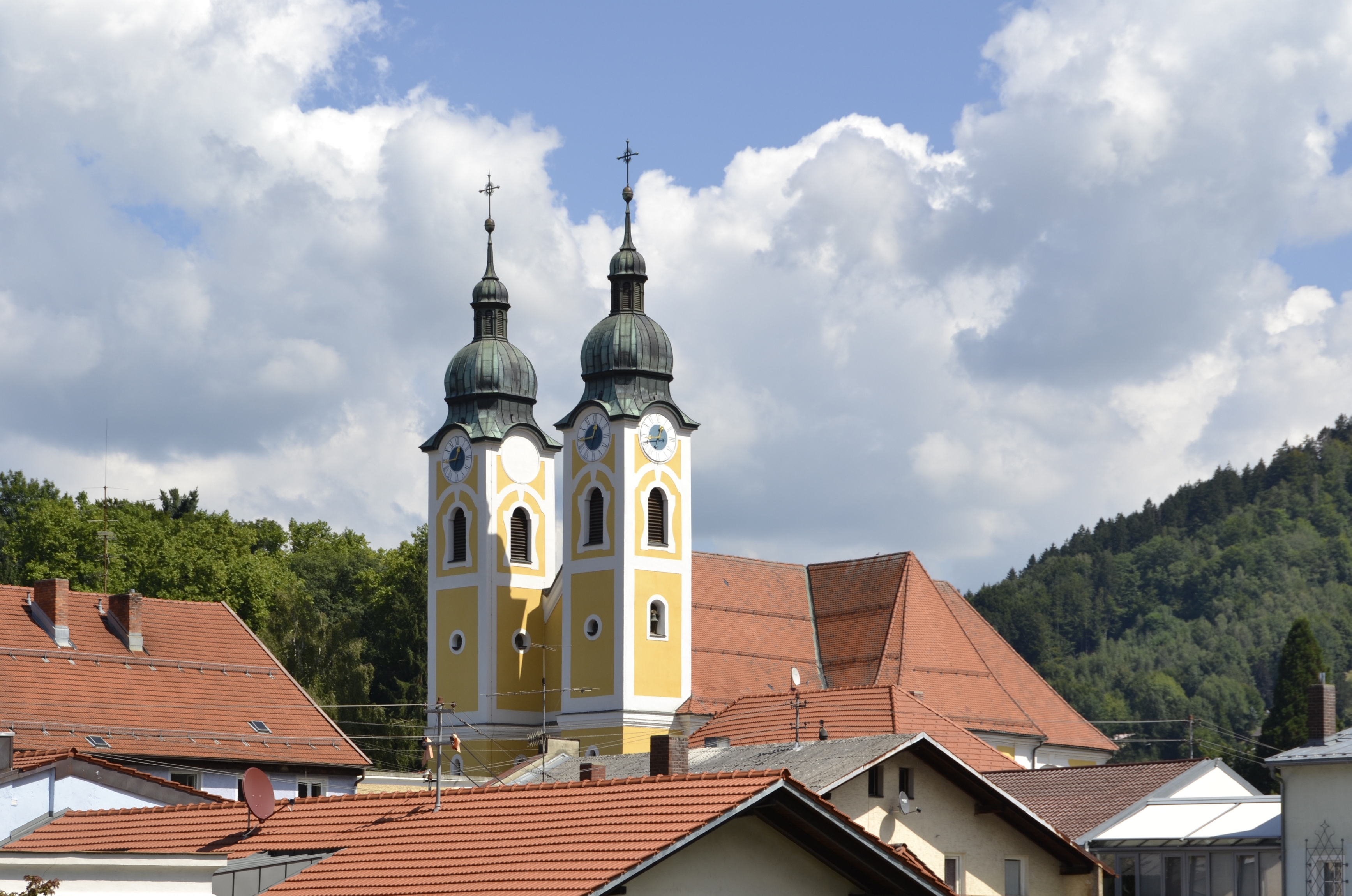 View over the roofs of Obernzell in Bavaria