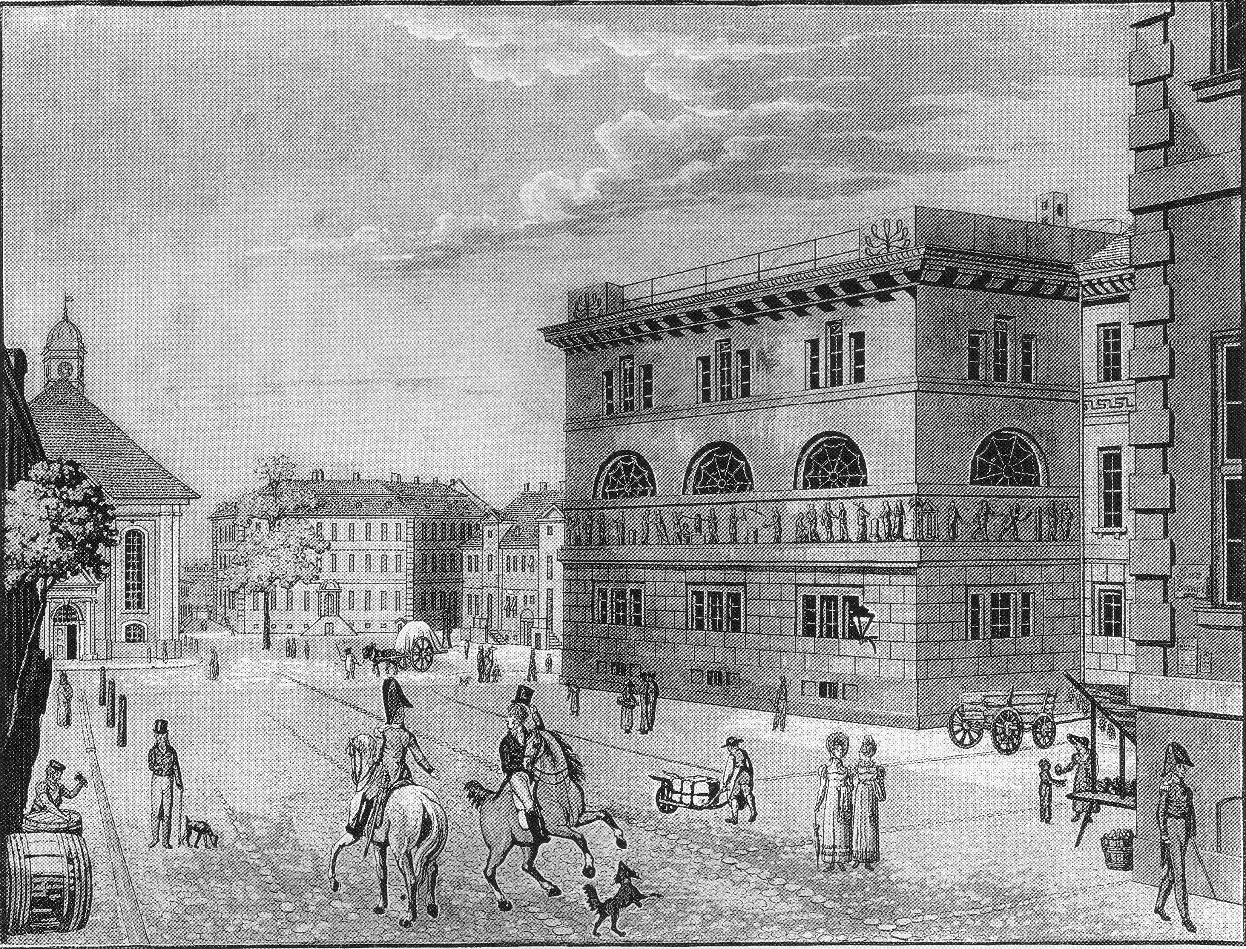 Werderscher Markt, Aquatinta von Friedrich August Calau, um 1810