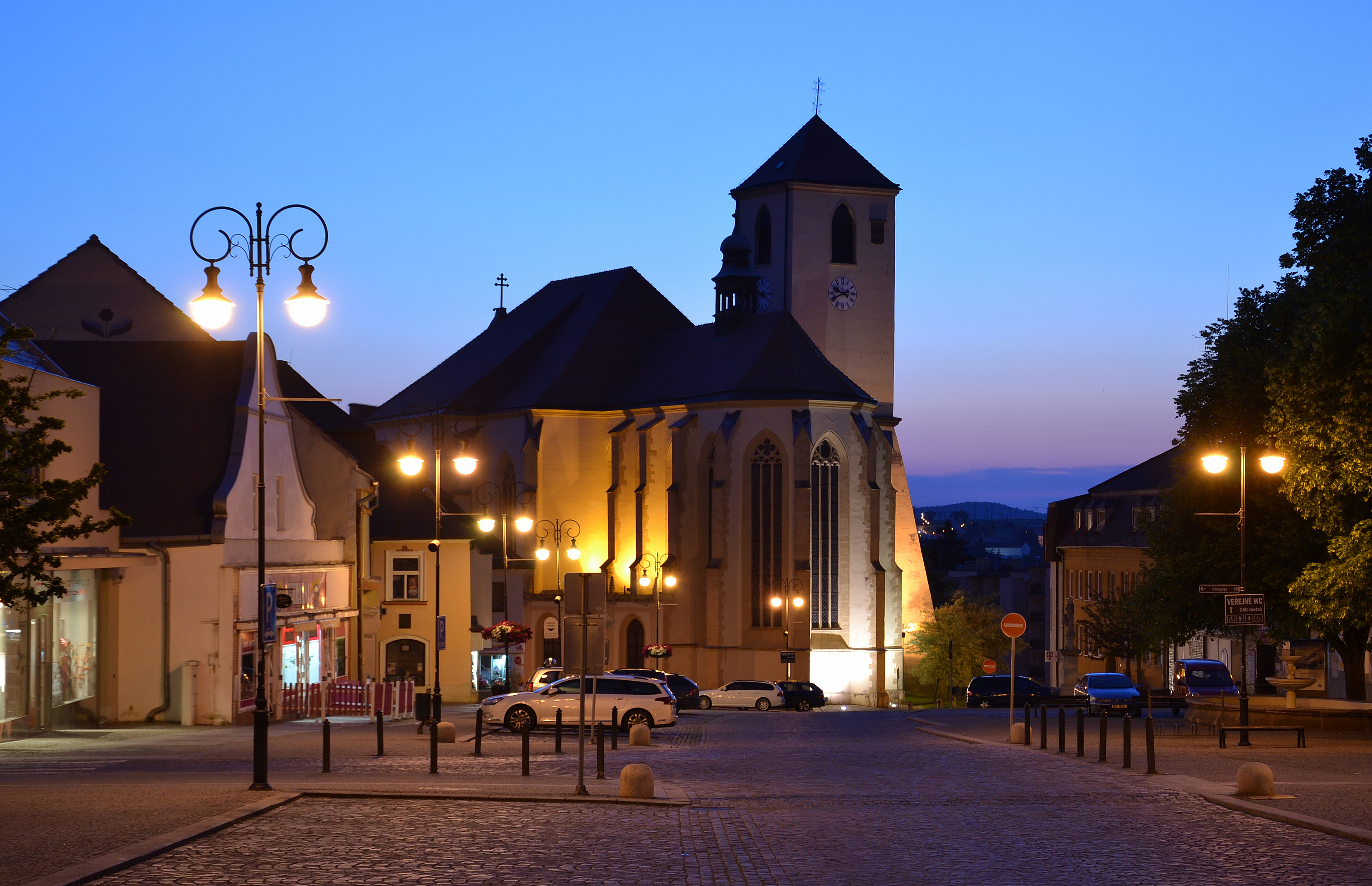Boskovice (Boskowitz) - Kostel svatého Jakuba Staršího v noci