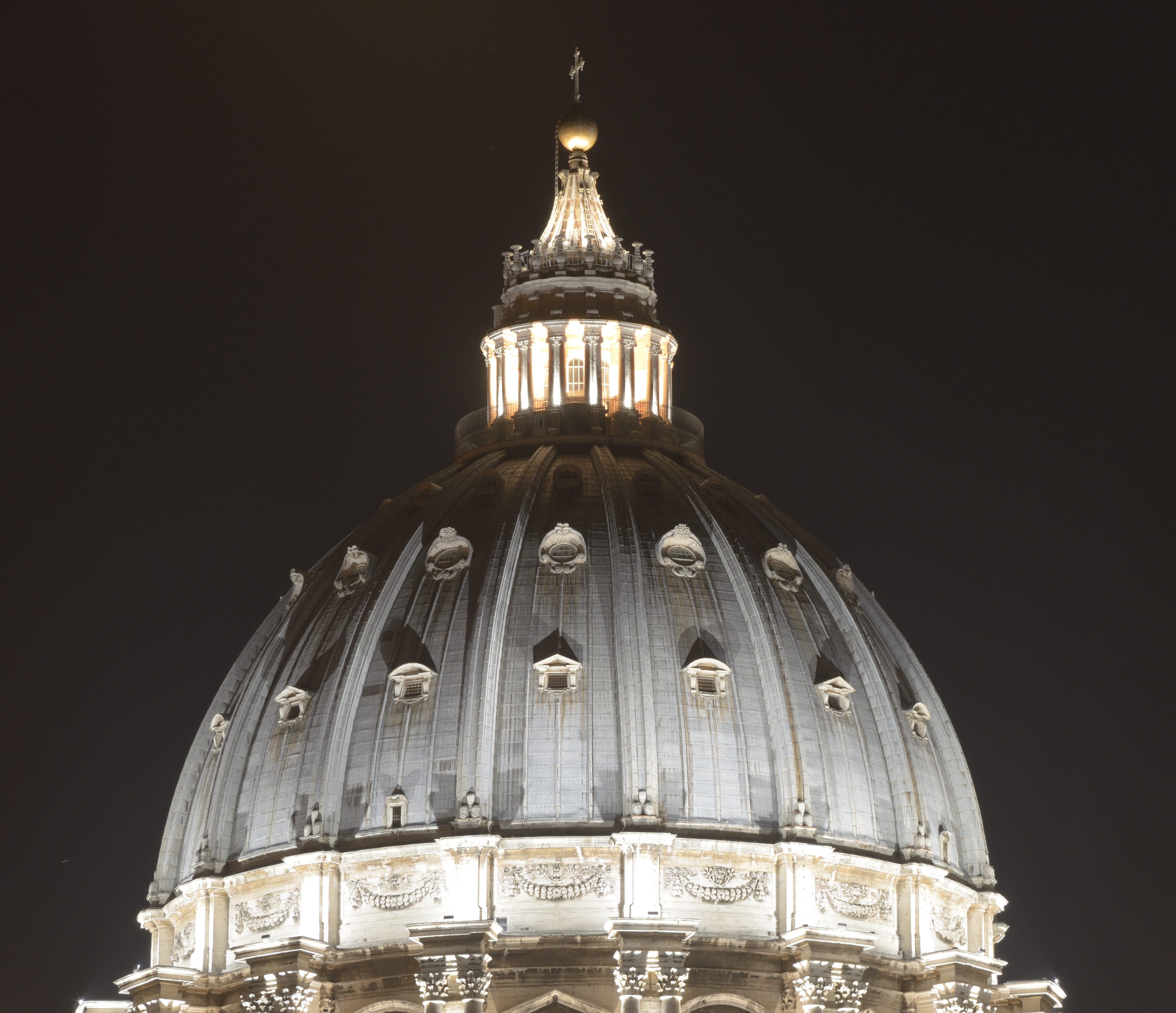 Dome of Saint Peter's Basilica (exterior) at night