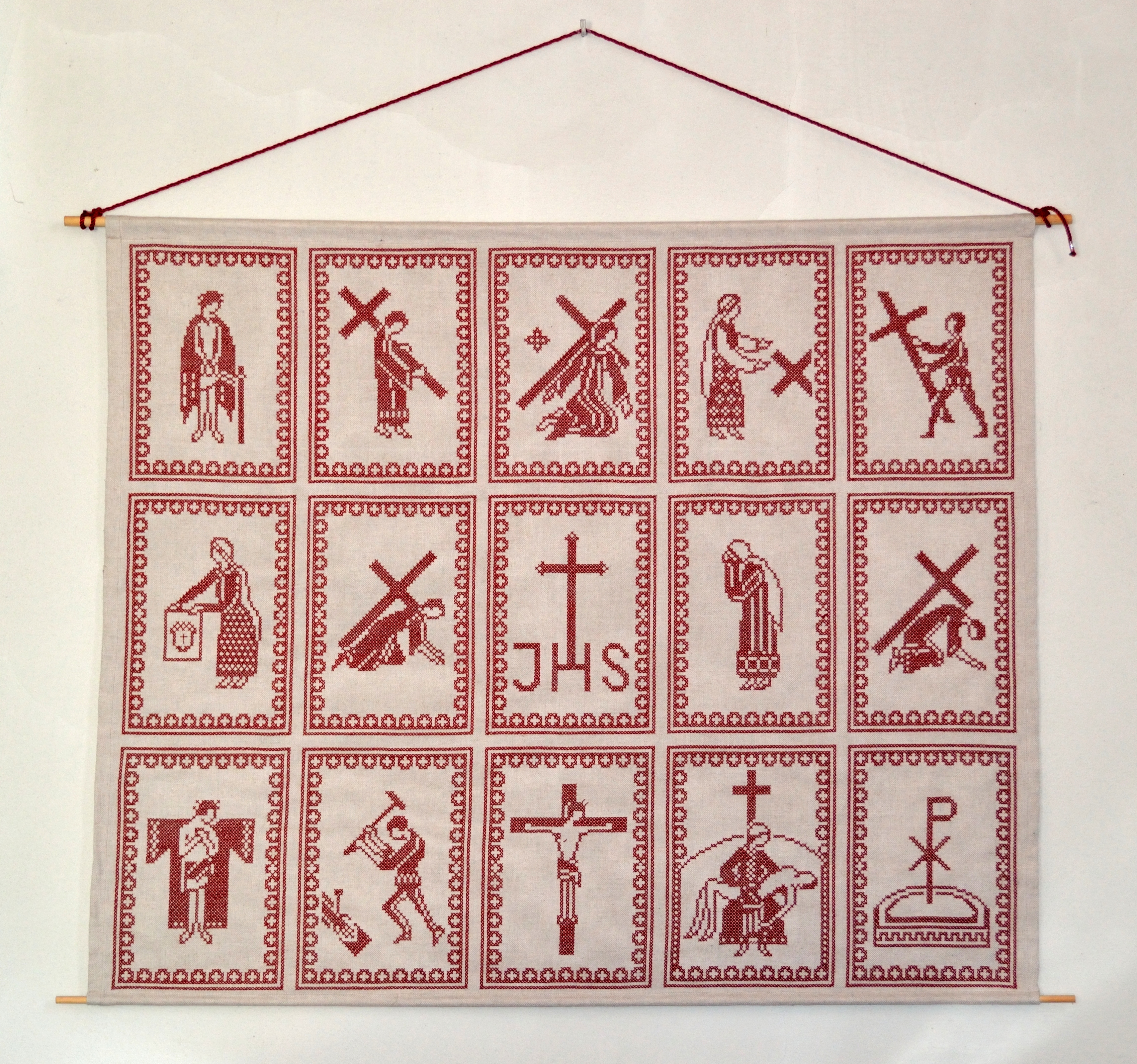 Embroidery of the Stations of the Cross, chapel St. Martin, Maria-Anzbach