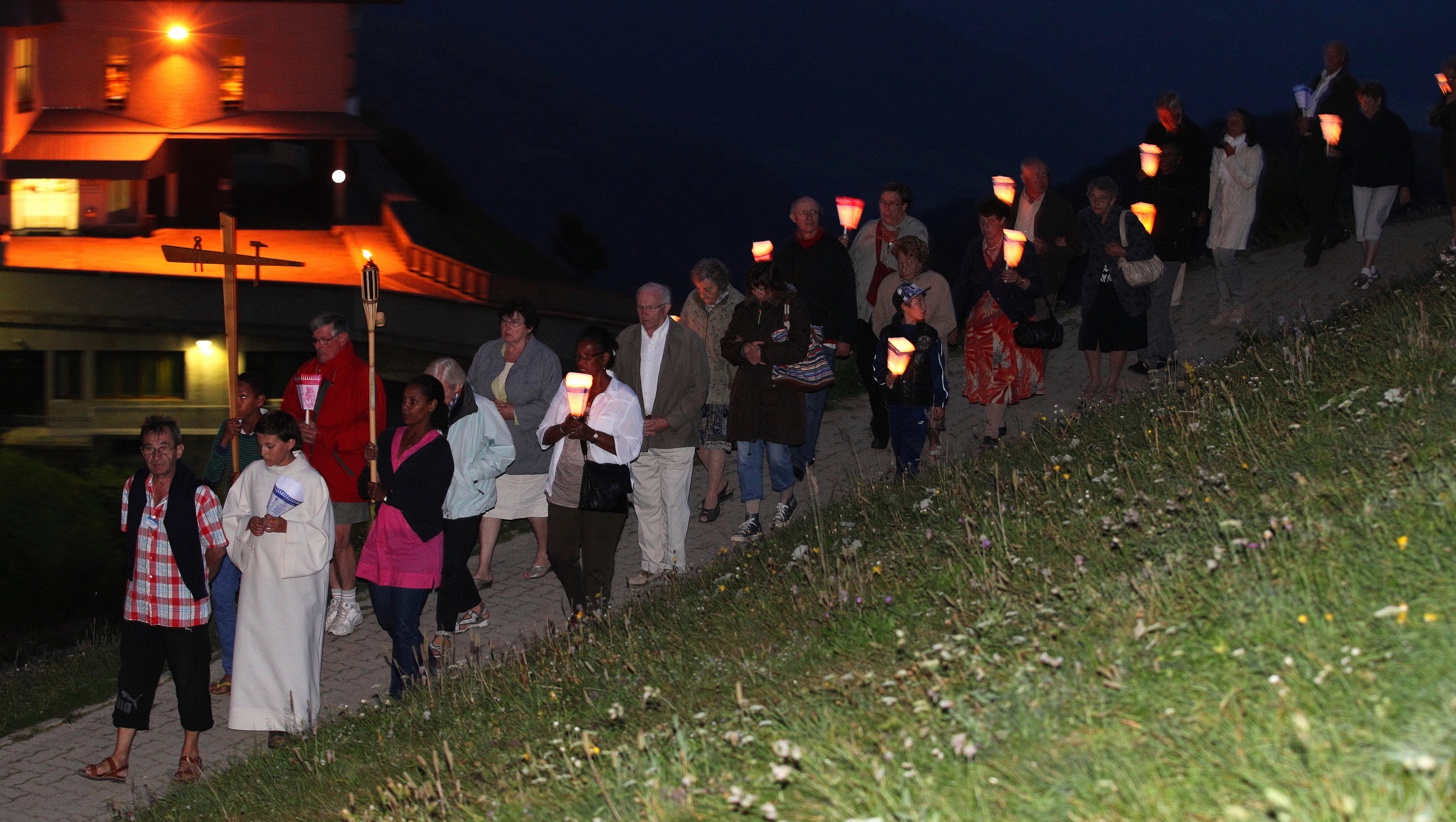 the procession with candles in the La Salette sanctuary, France, Europe, August 2013, picture 33