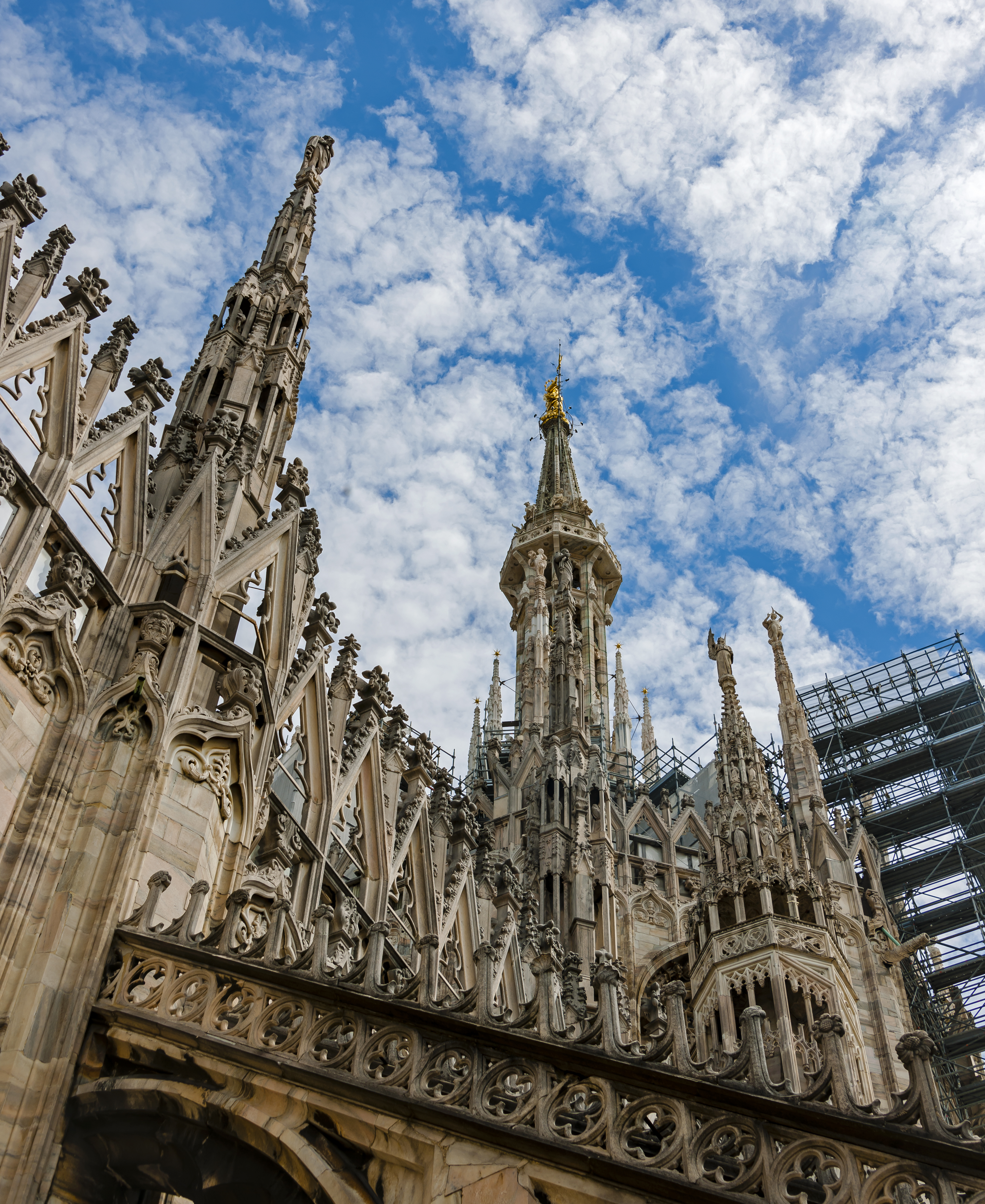 Looking up at Duomo spires, Milan