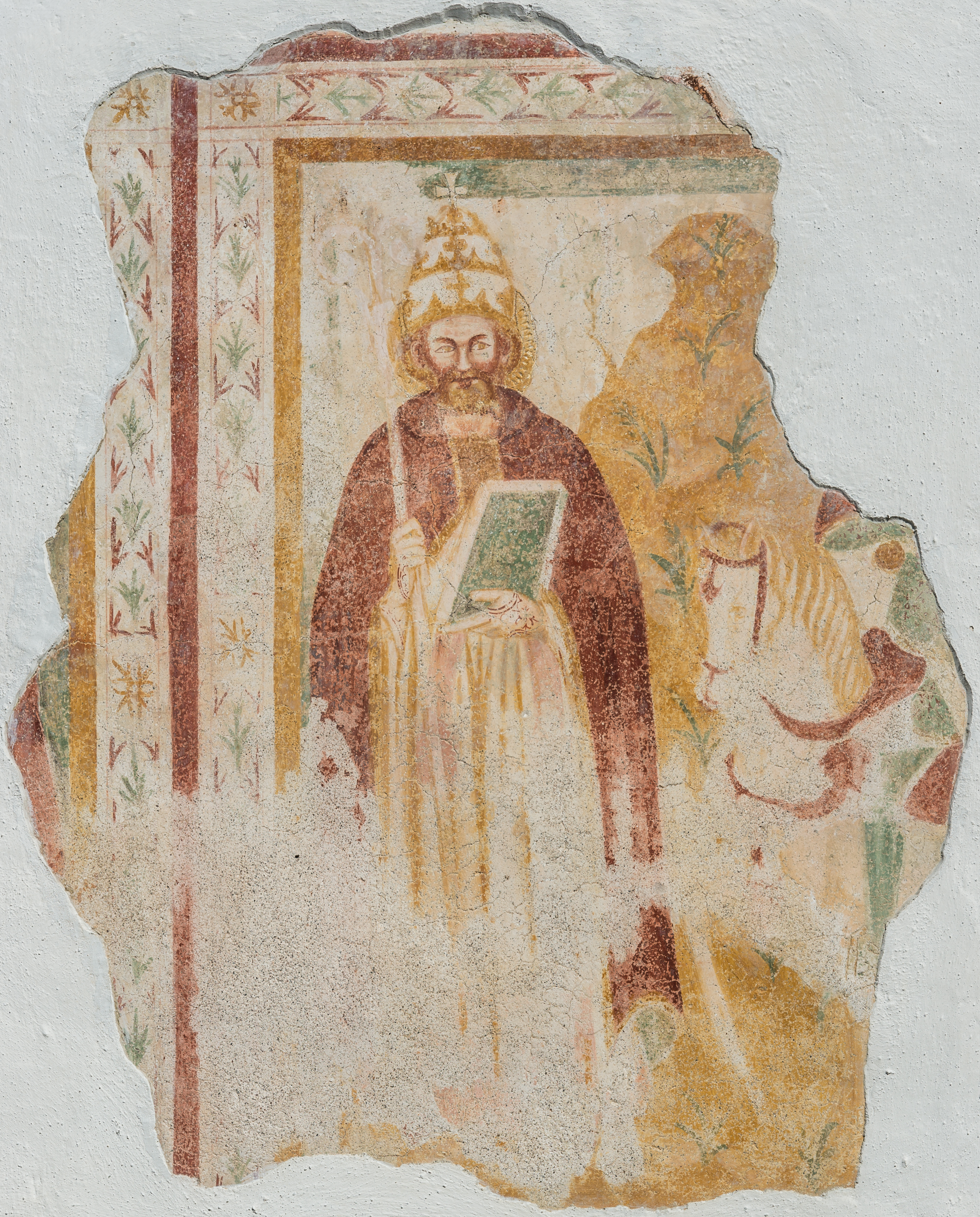 Maria Saal Lind Filialkirche hl Martin Fresko-Fragment mit Papst-Darstellung 21092016 4387