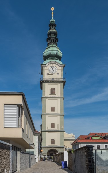 Klagenfurt Pfarrplatz 7 Stadthauptpfarrkirche Sankt Egid Glockenturm 02082016 3370