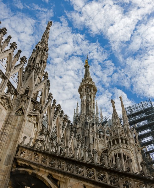 Looking up at Duomo spires, Milan