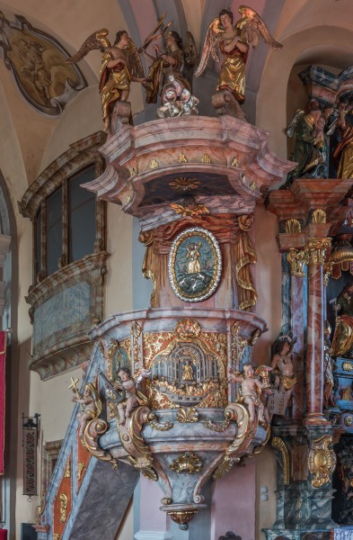 Moosburg Pfarrkirche hll. Michael und Georg Kanzel 26012016 0372