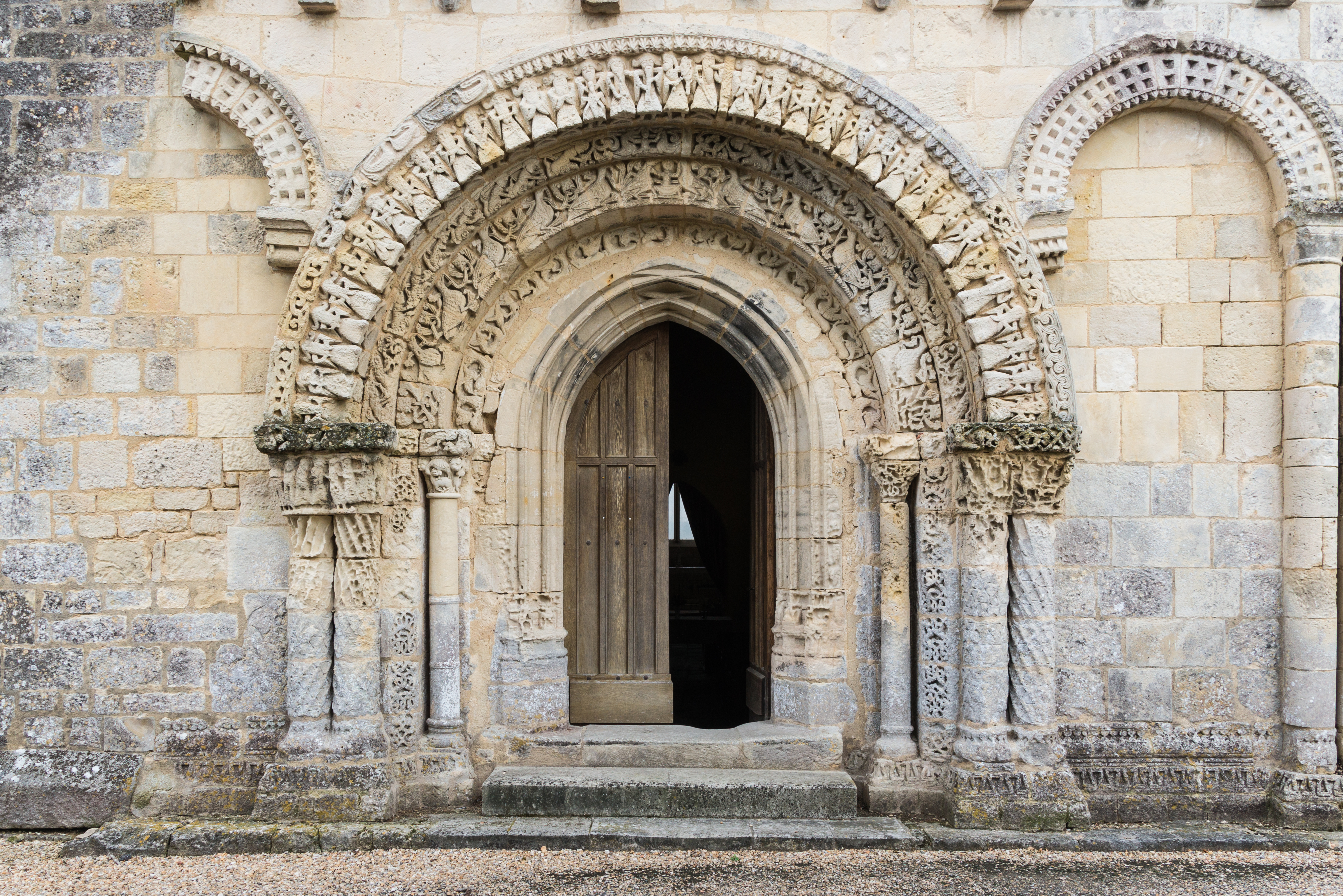 Romanesque portal church Notre-Dame Avy Charente Maritime