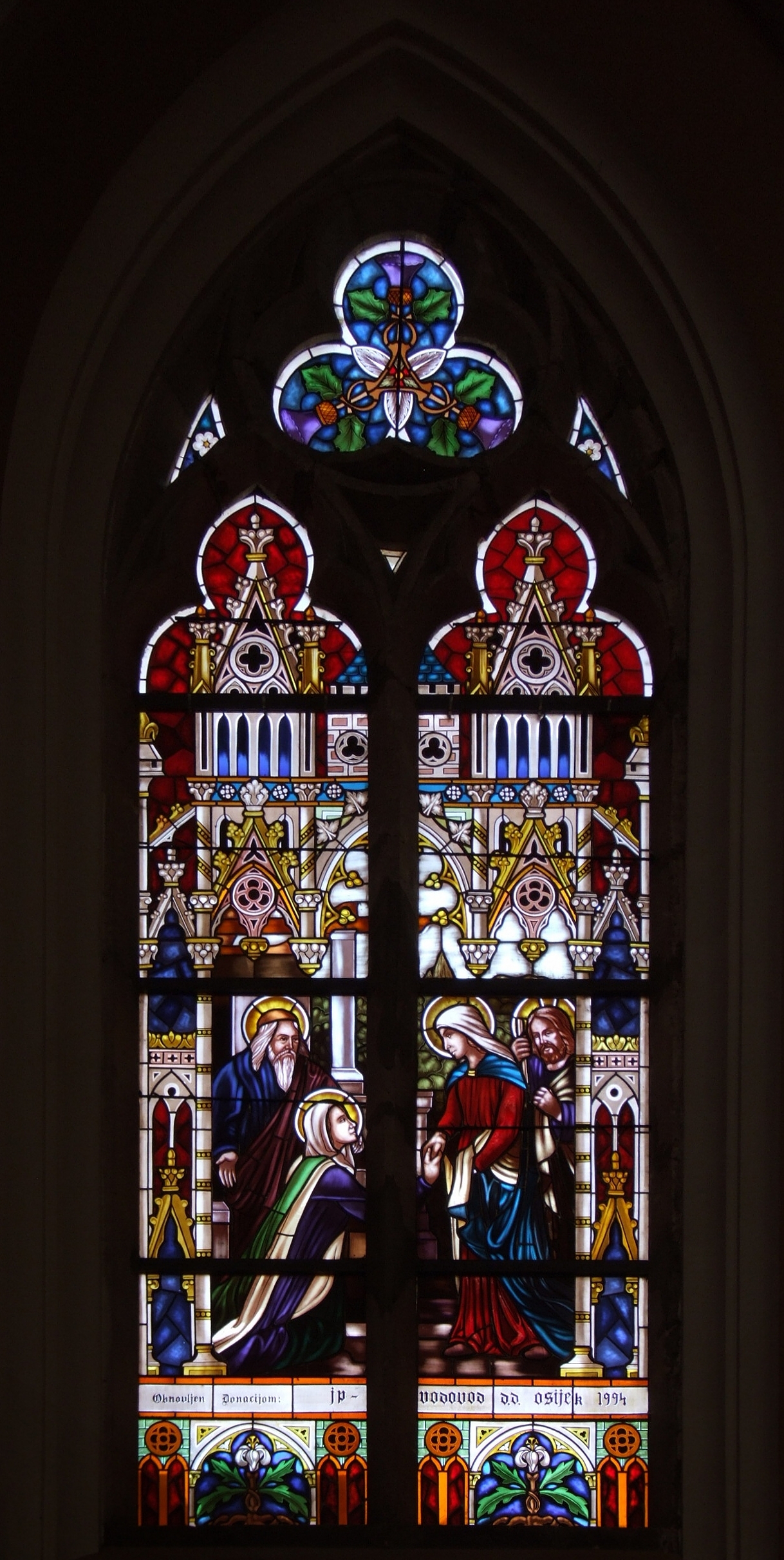 Stained glass window in Osijek cathedral
