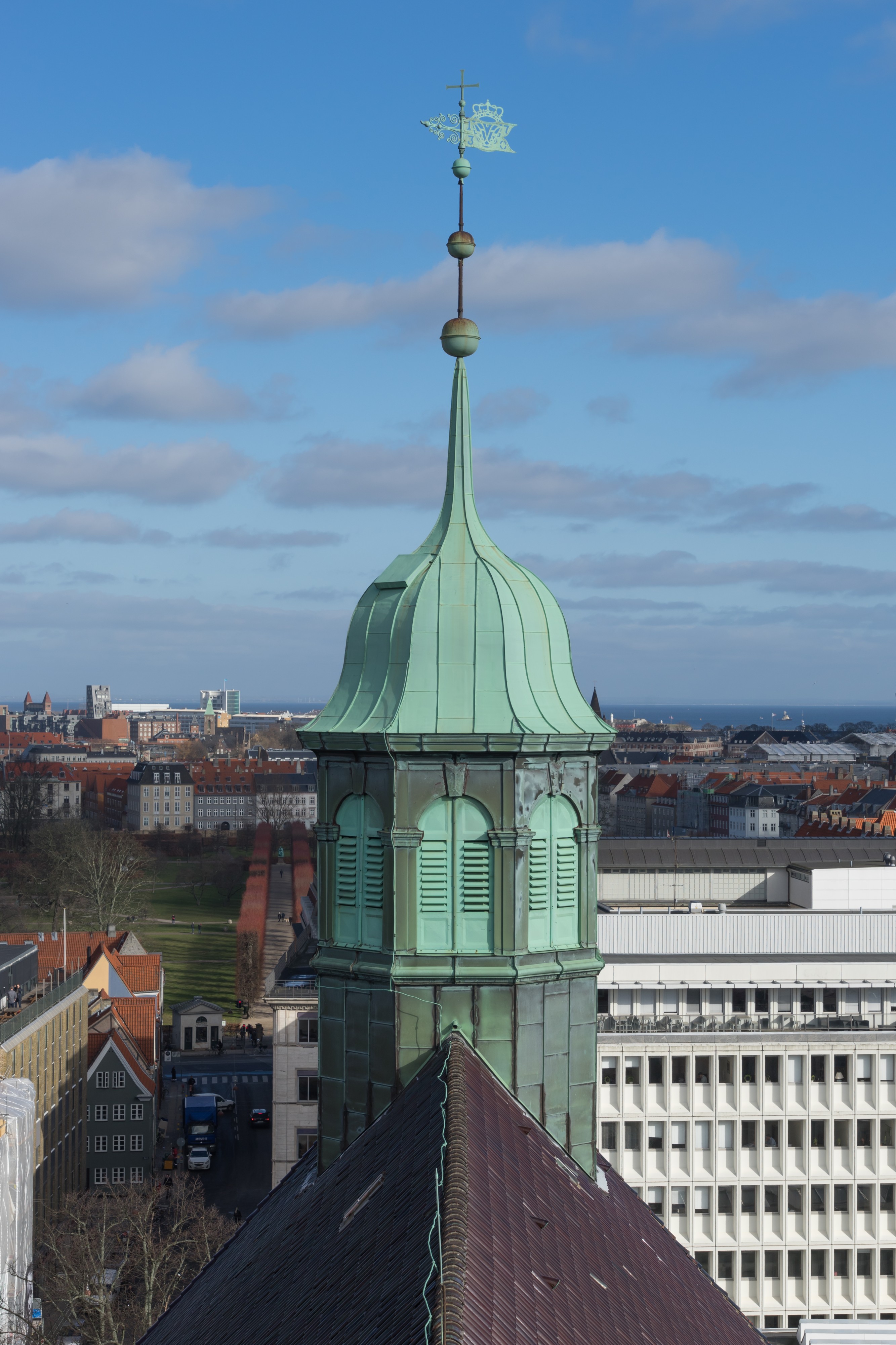 Trinitatis kirke bell tower from Rundetårn Copenhagen