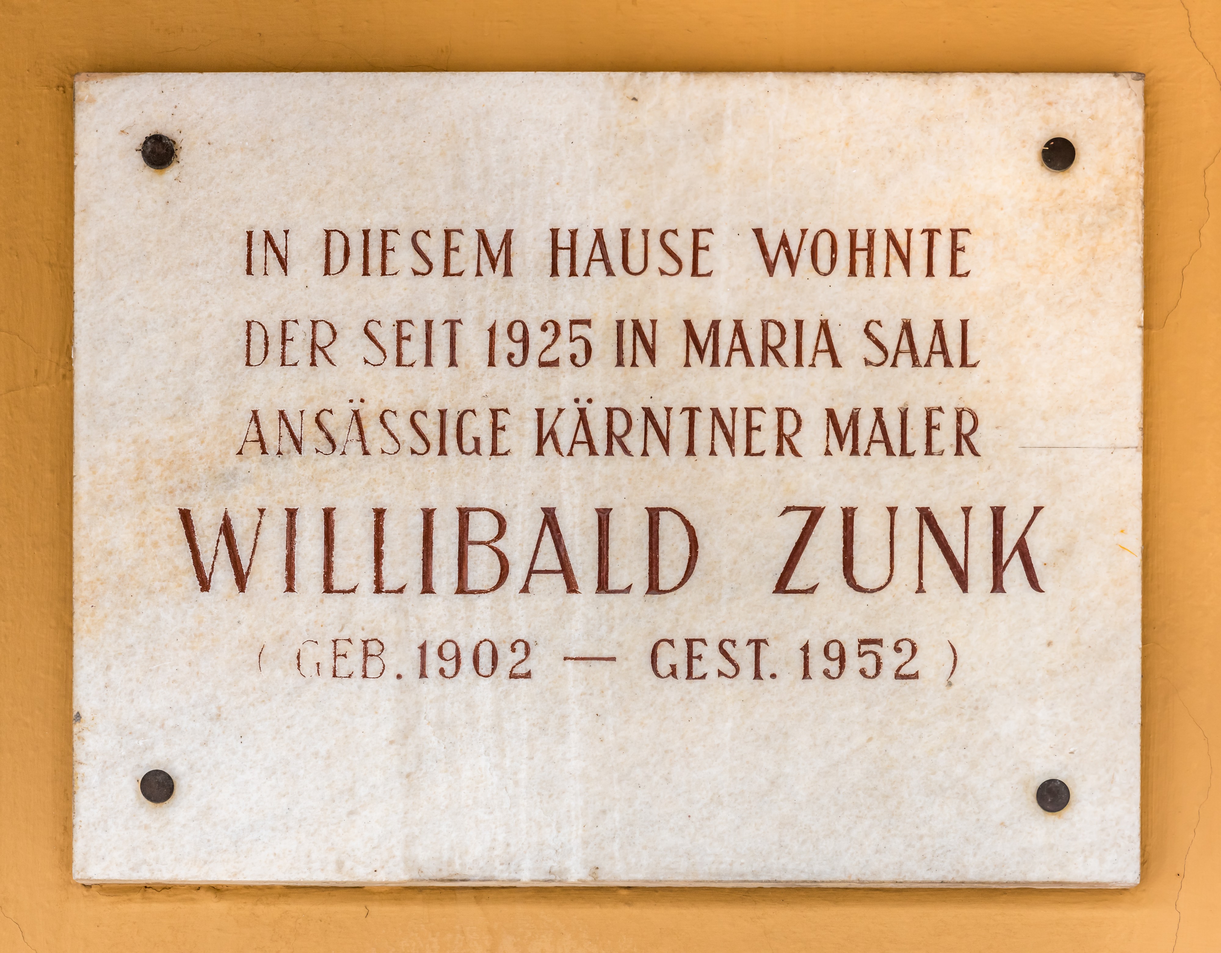 Maria Saal Hauptplatz 1 Gedenktafel Willibald Zunk 03072017 0121