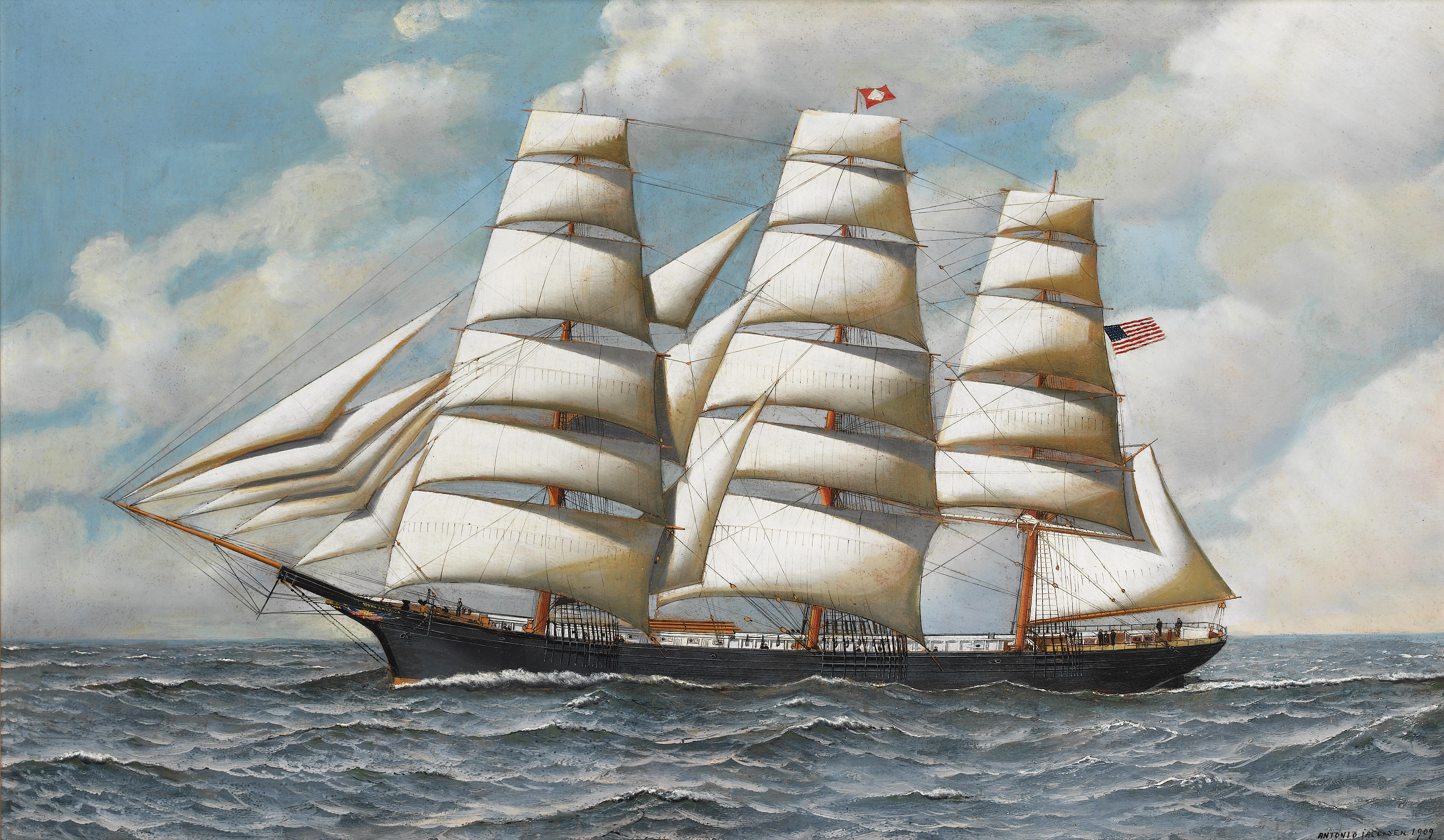 Antonio Jacobsen - The clipper Young America under full sail (1909)