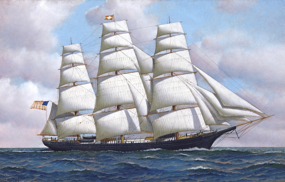 Antonio Jacobsen - The American clipper ship Flying Cloud at sea under full sail