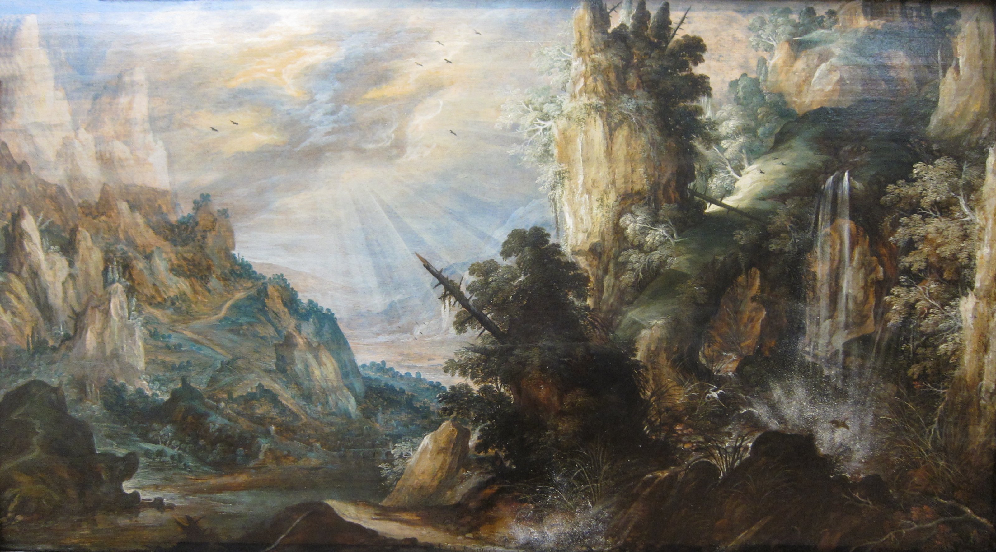 'A Mountainous Landscape with a Waterfall' by Kerstiaen de Keuninck, c. 1600