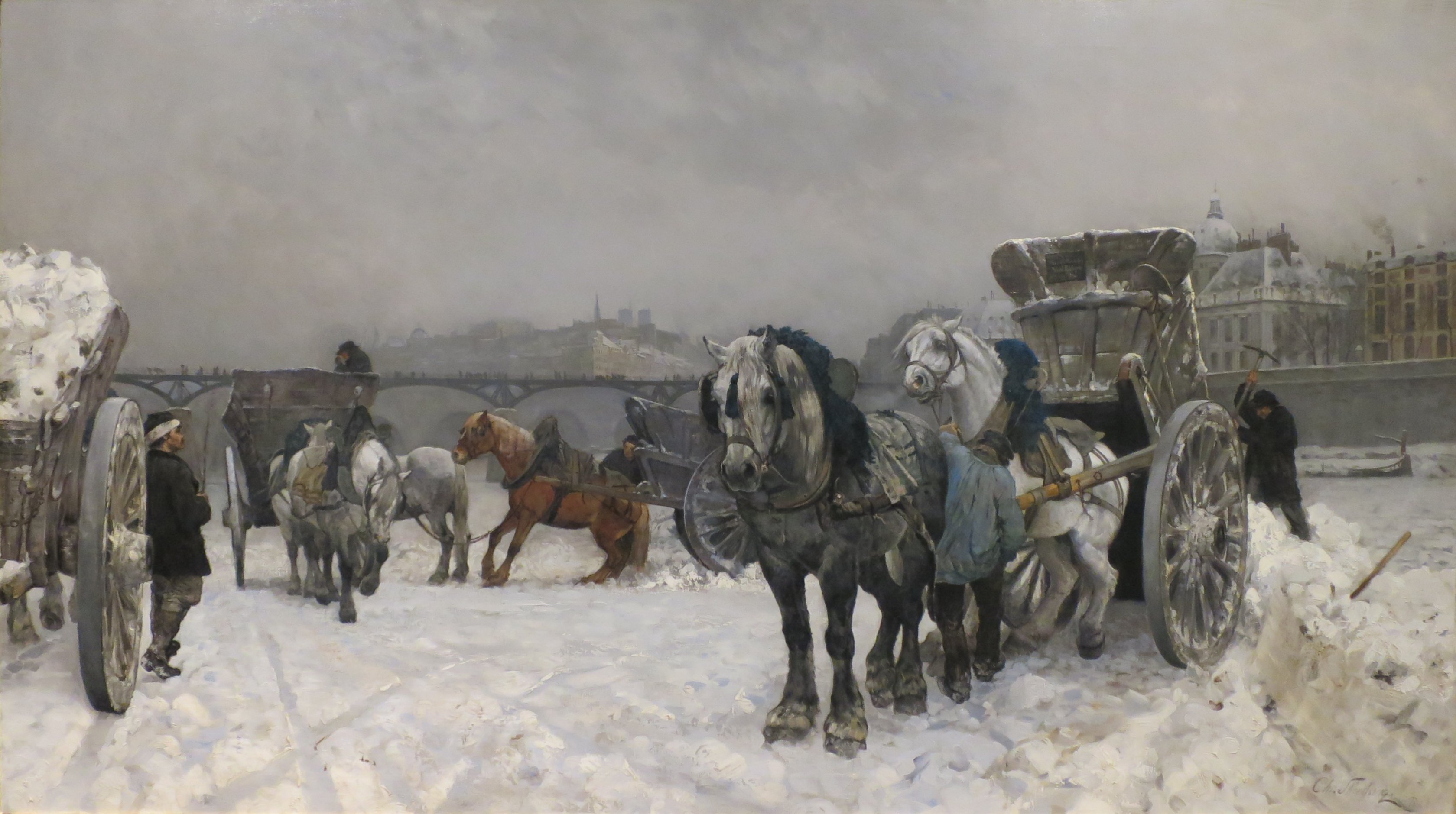 'Snow Clearing by the Seine' by Christian Skredsvig, Bergen Kunstmuseum