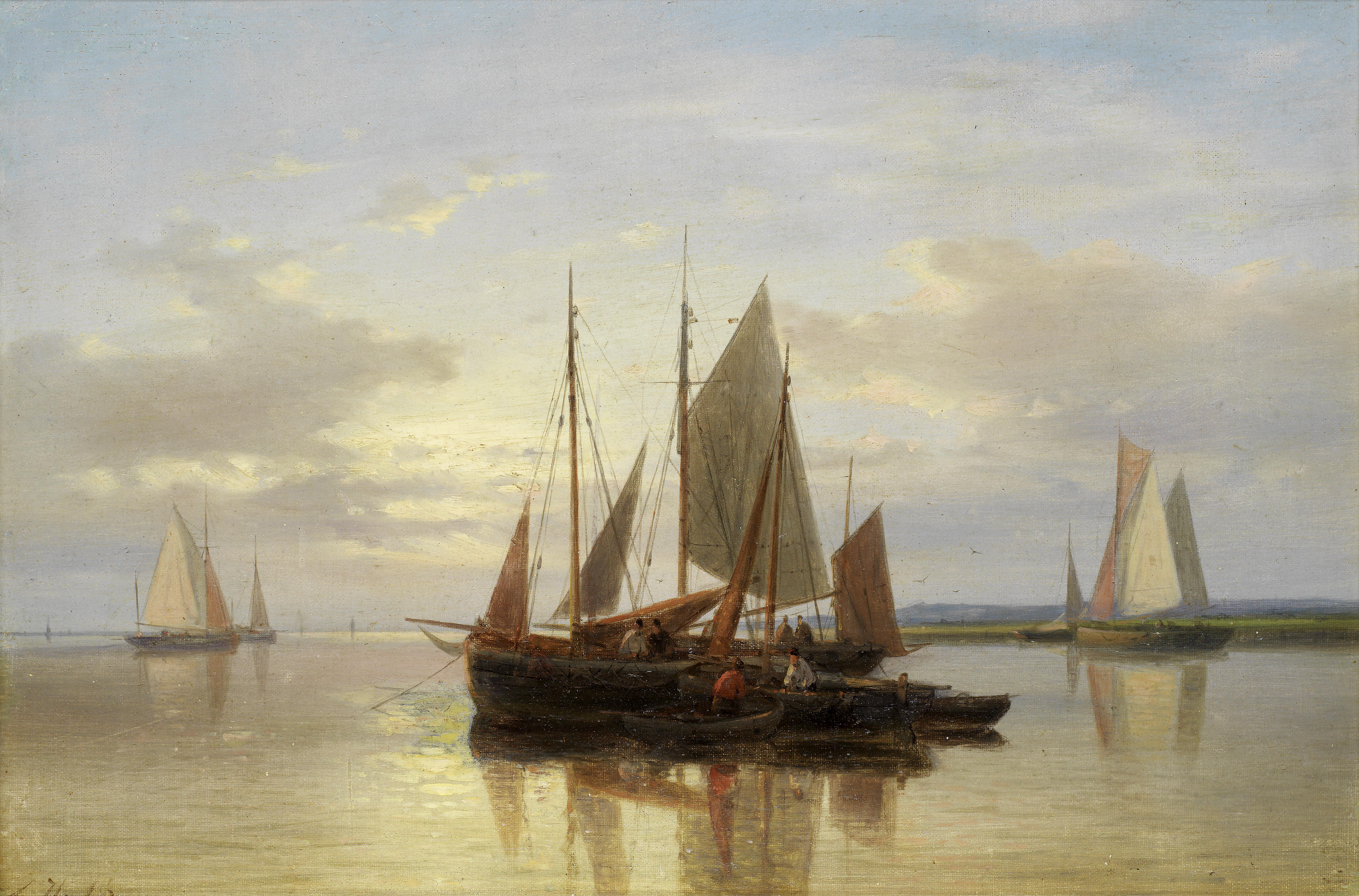 Abraham Hulk, Snr - Fishing boats in calm water
