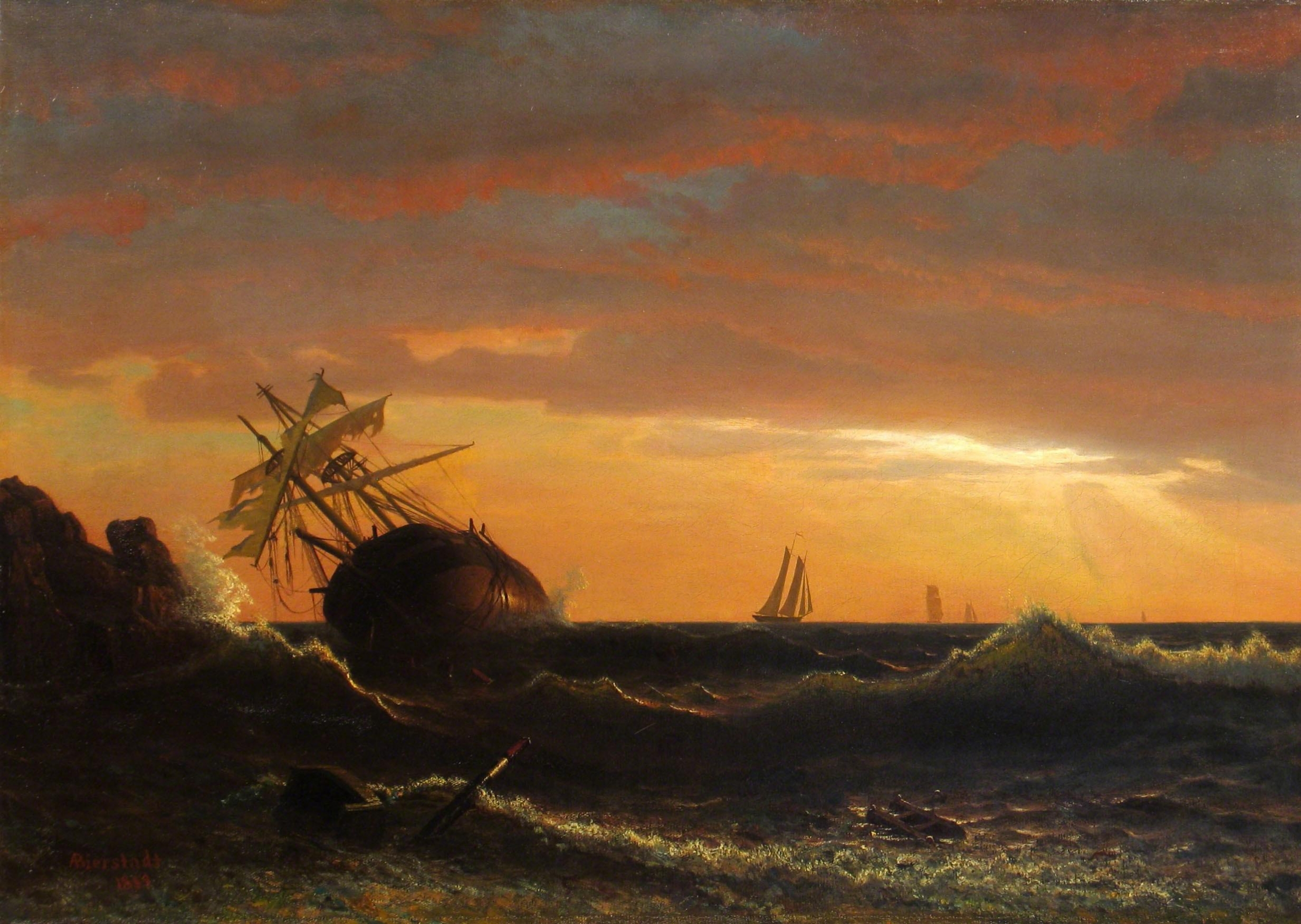 Albert Bierstadt - Beached Ship (1859)
