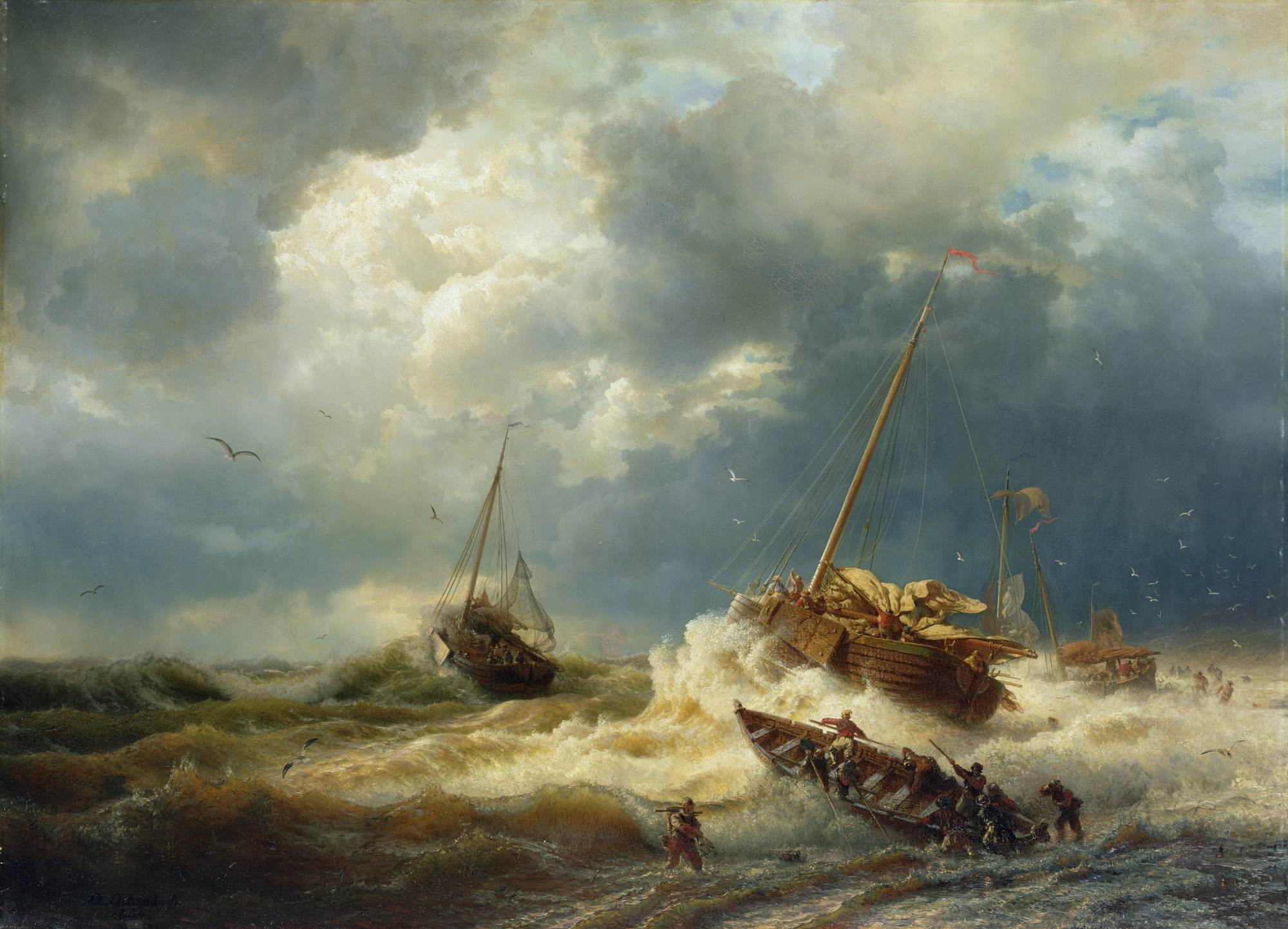 Andreas Achenbach - Schiffe im Sturm an der holländischen Küste