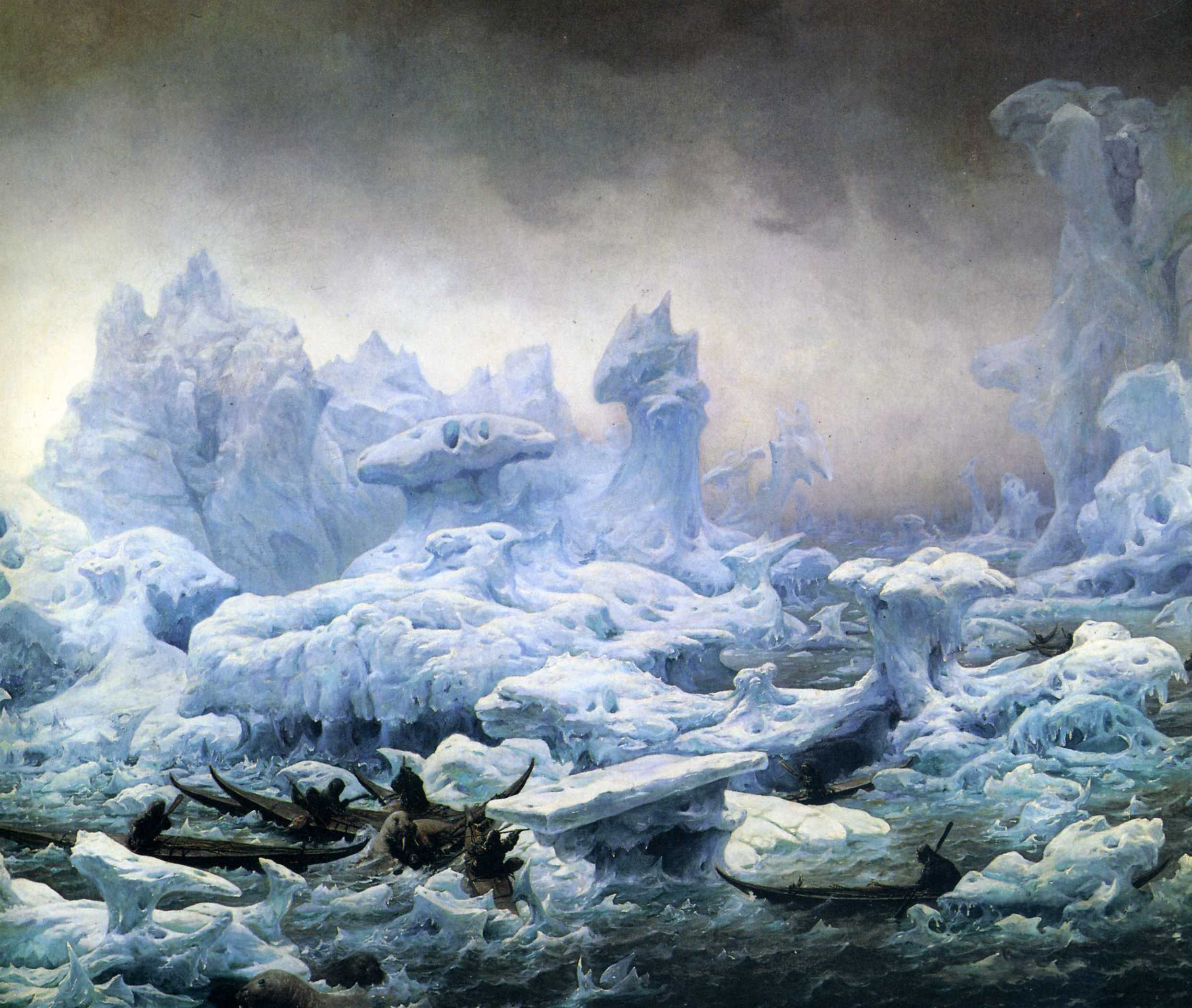 François-Auguste Biard - La Chasse des morses par des grœnlandais au mer polaire