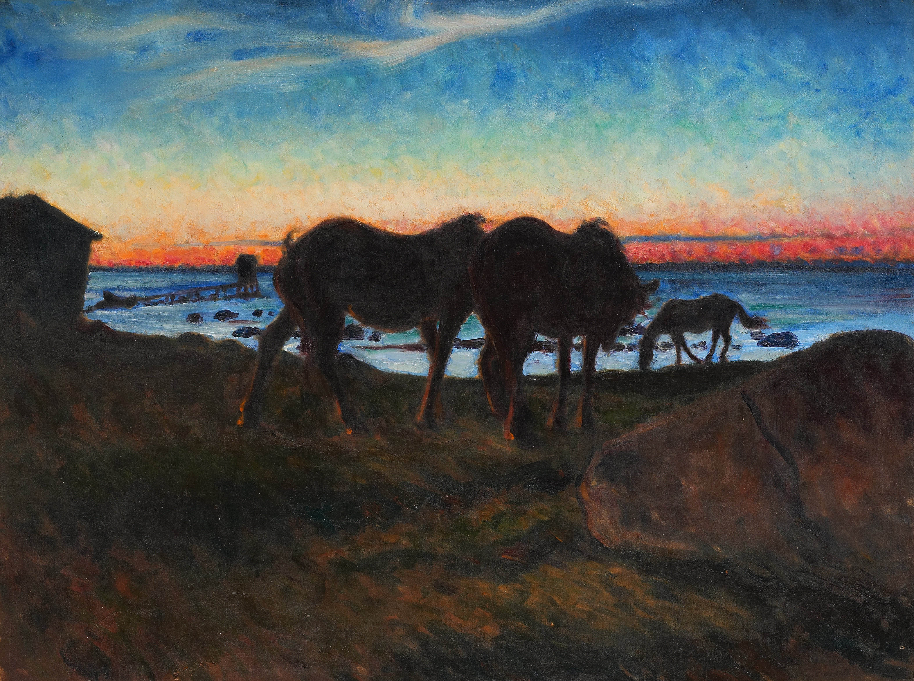 Hästar i solnedgång