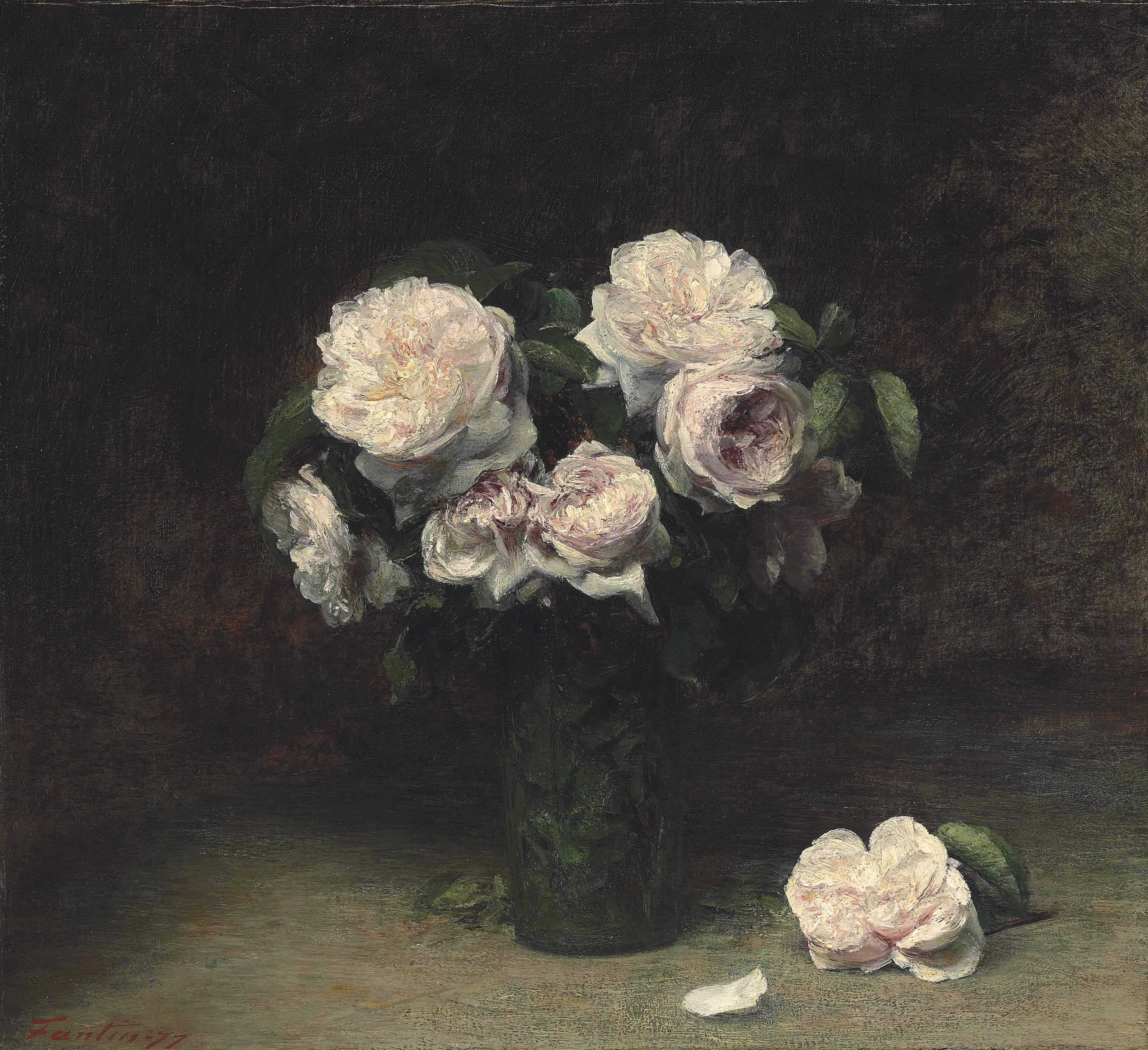 Henri Fantin-Latour - Roses dans un verre, 1877