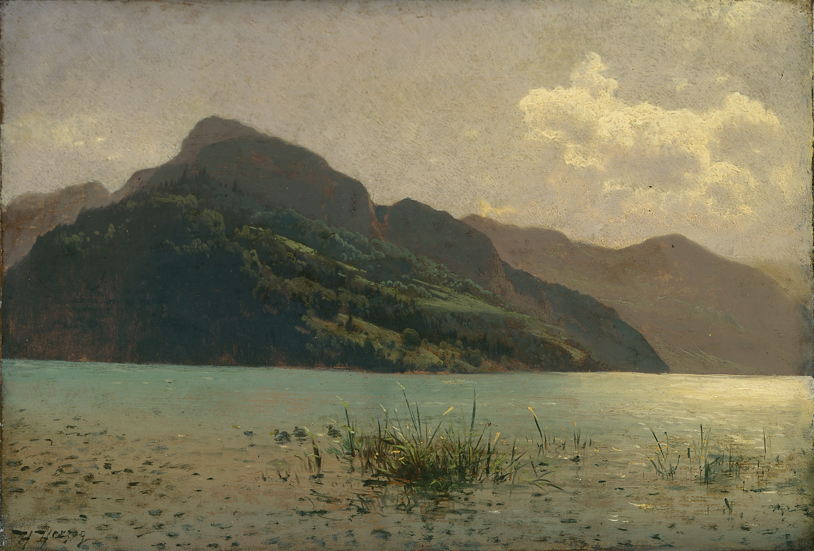Hermann Herzog - View of Lake Lucerne opposite Brunnen