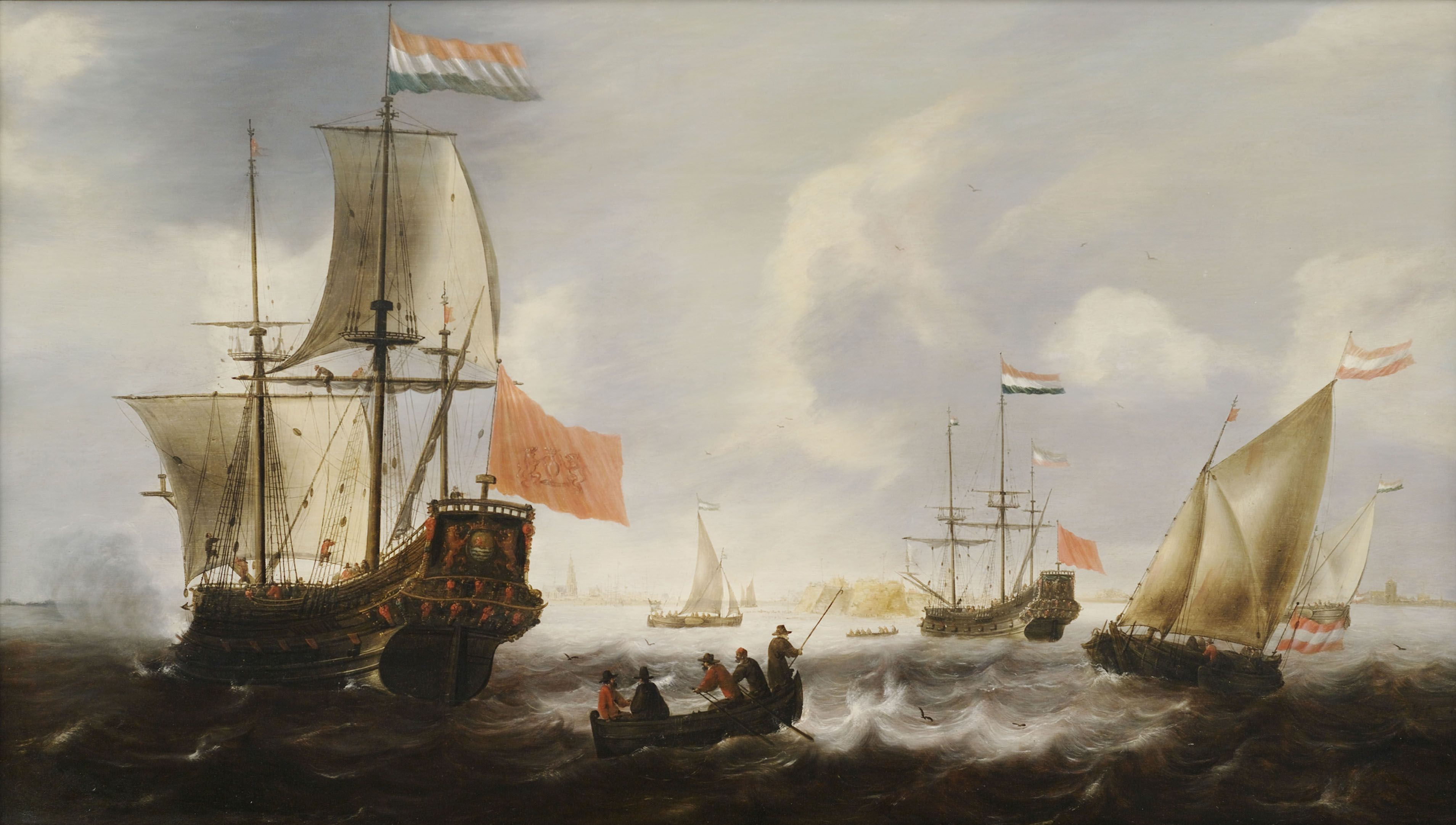 Jacob Adriaensz Bellevois Holländische Fregatten und Boote an der Küste von Vlissingen