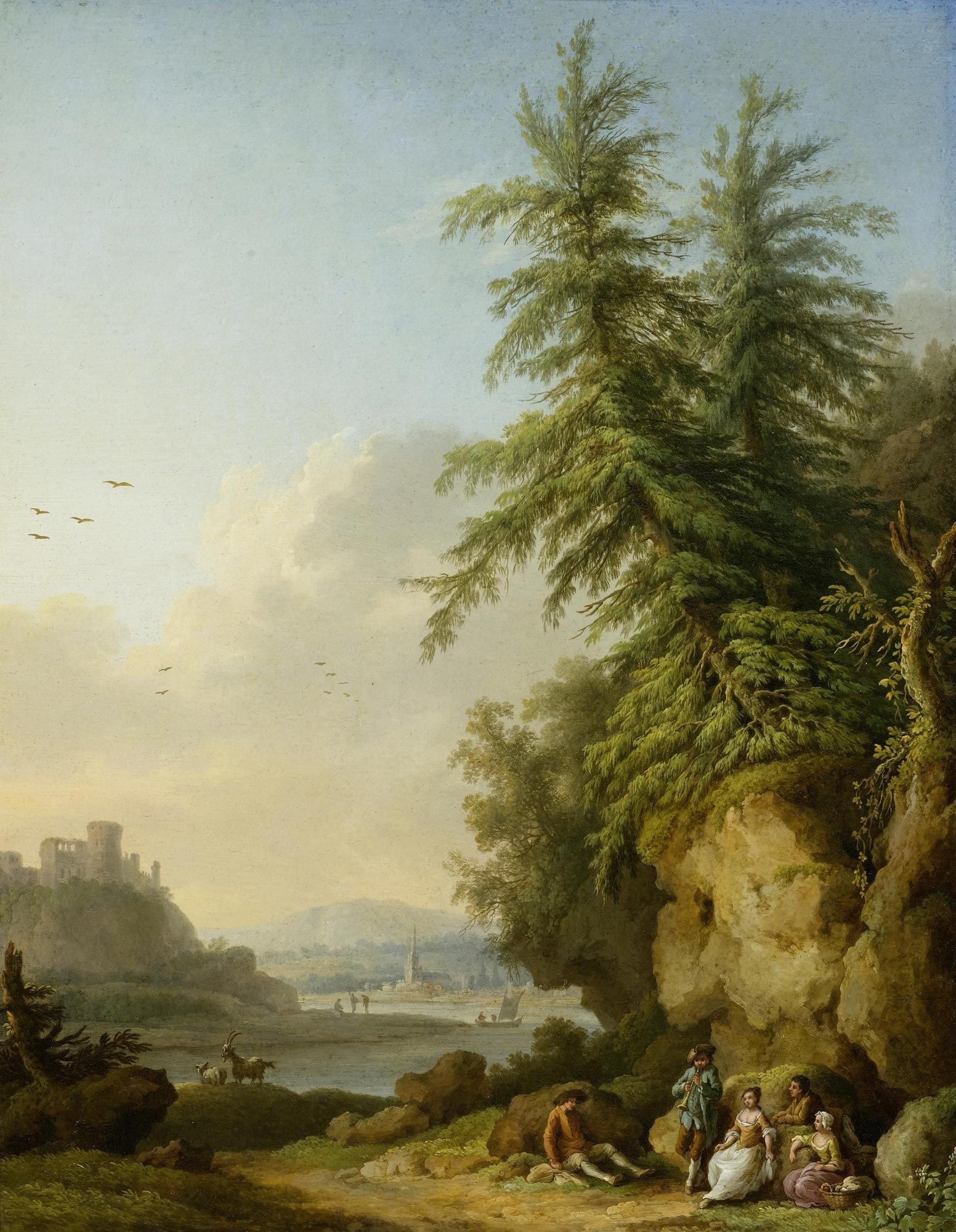 Jacob Philipp Hackert - Blick auf Ruinen an einem Fluss (1767)