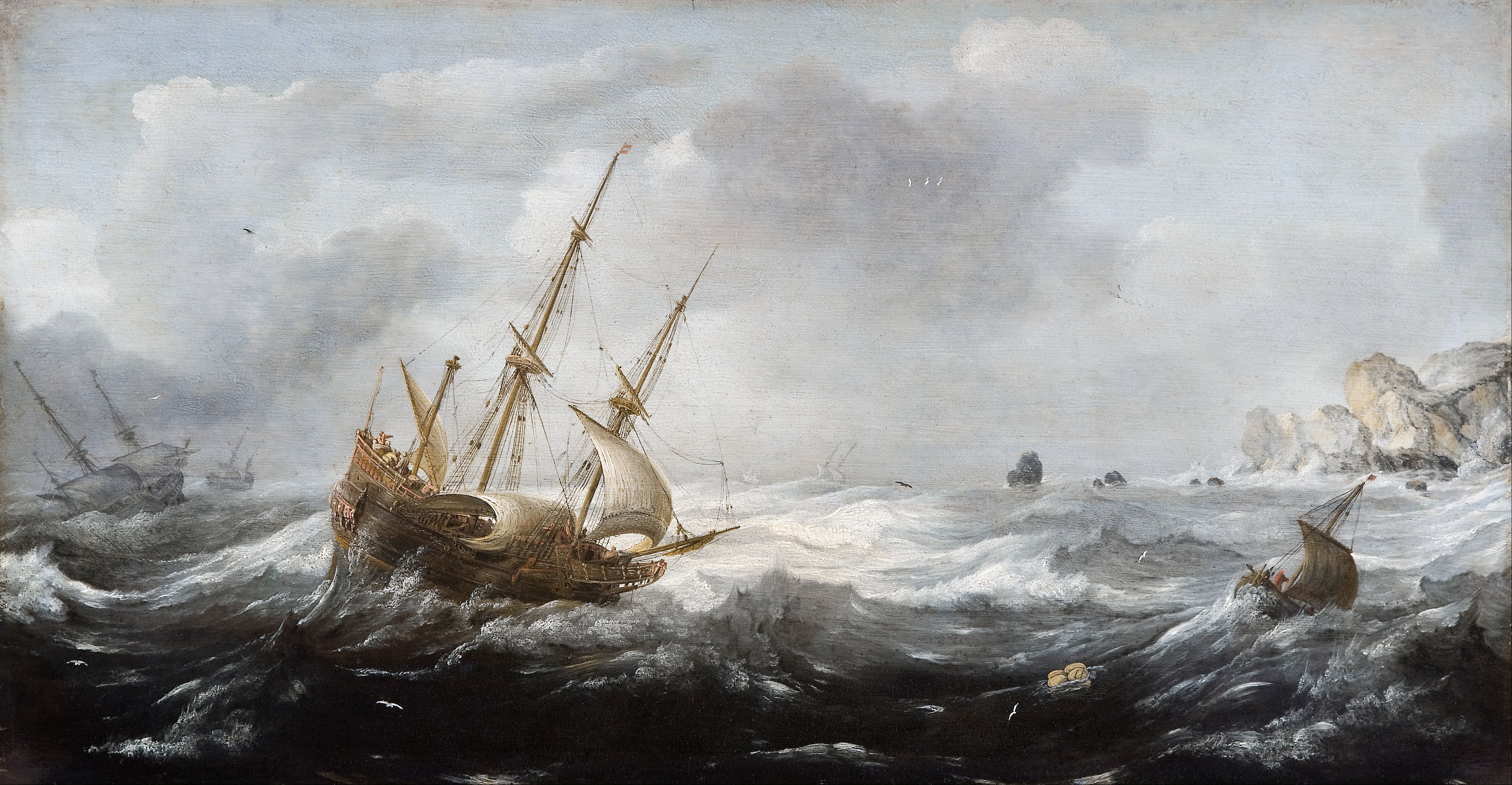 Jan Porcellis - Ships in a Storm on a Rocky Coast - Google Art Project
