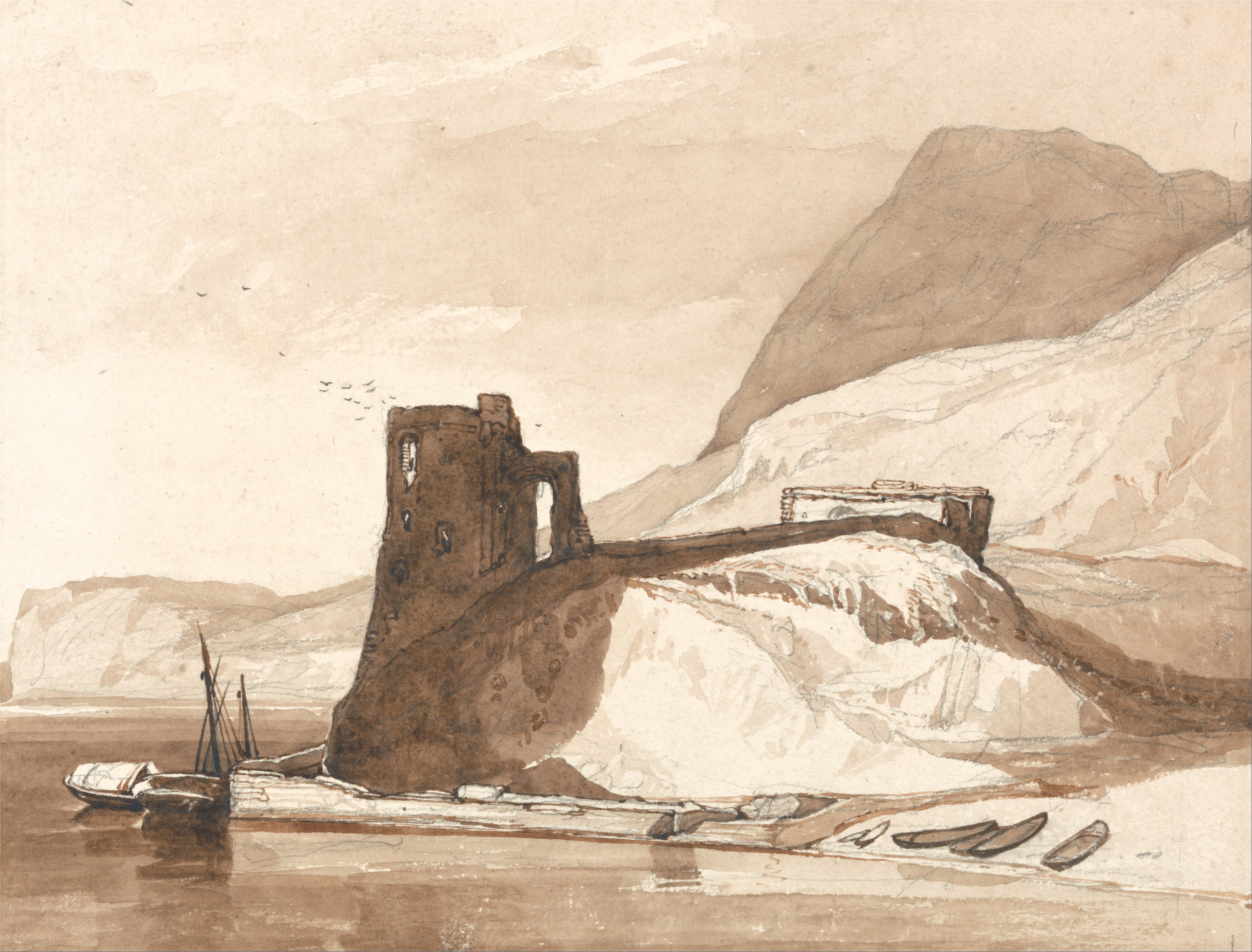John Sell Cotman - Coast Scene with a Castle - Google Art Project