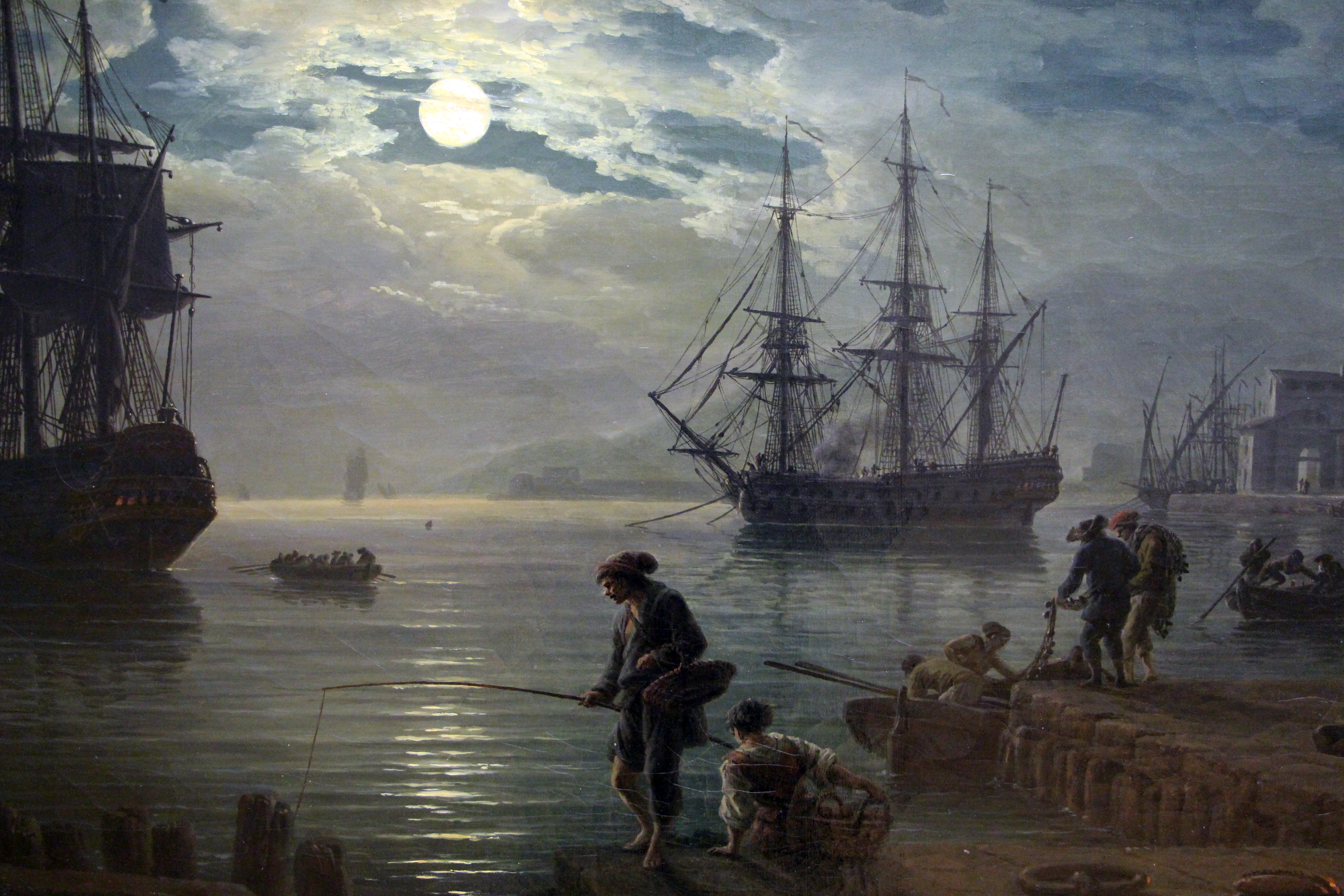 Joseph vernet, la notte, un porto di mare al chiaro di luna, 1771, 02