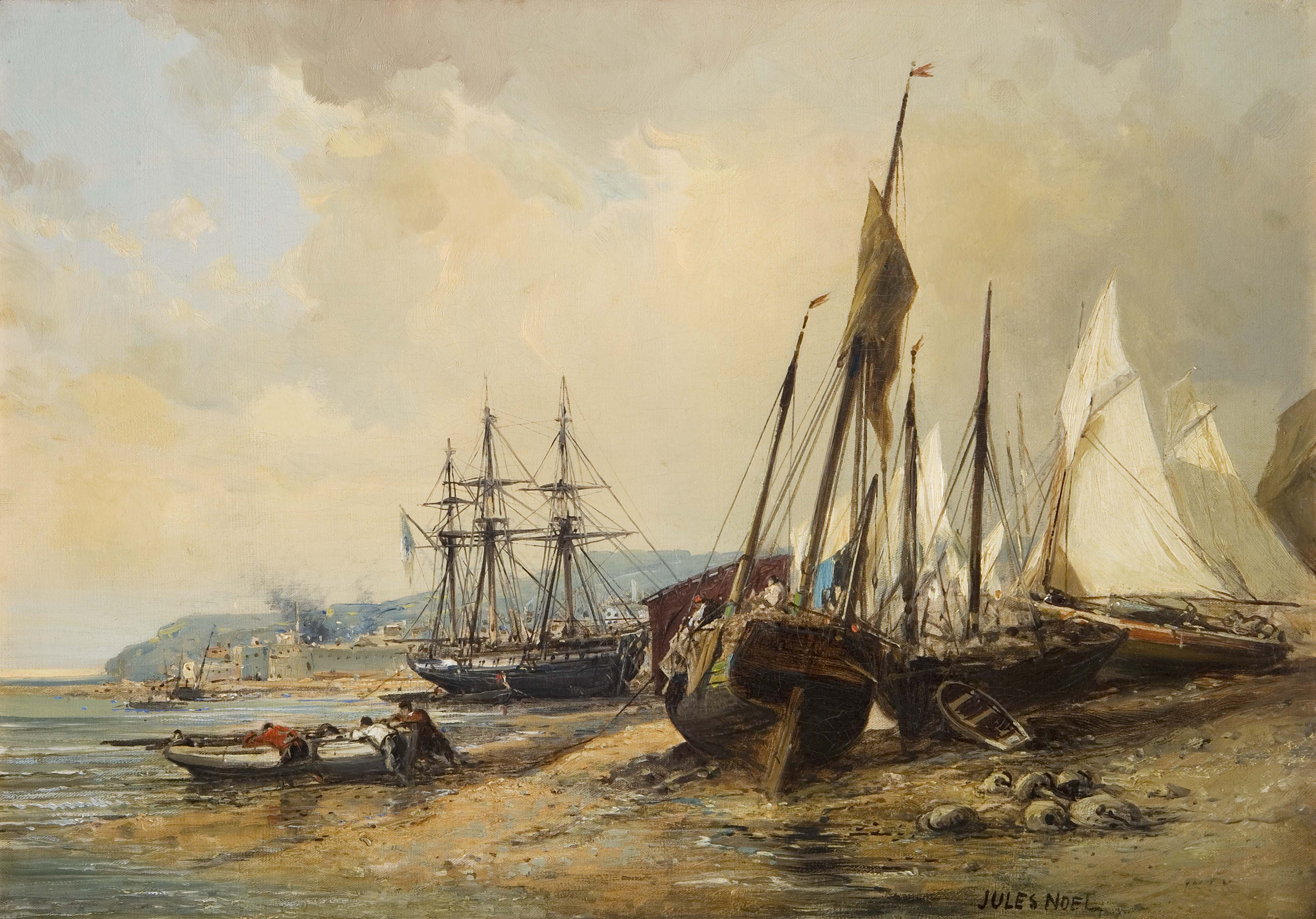 Jules Noël - Des voiliers dans le port d'Alger (1868)