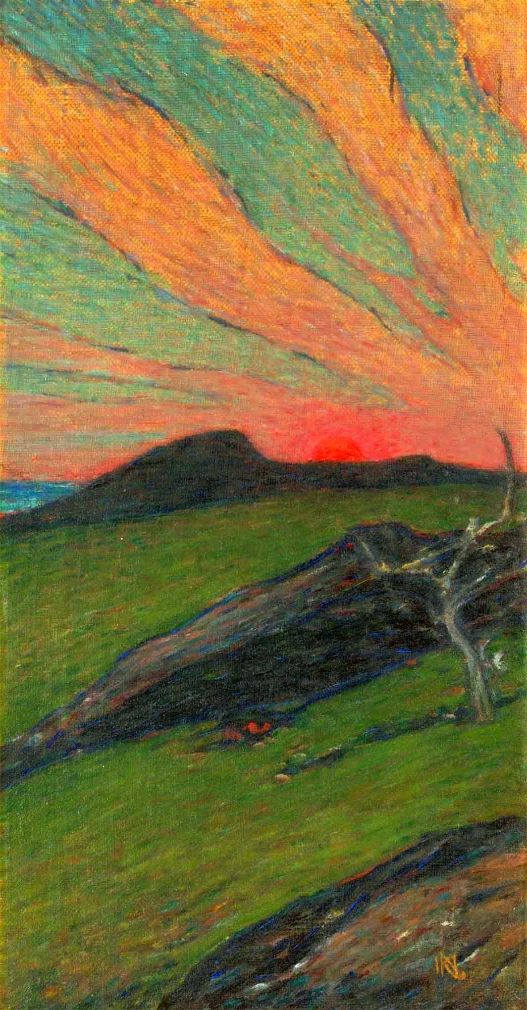 Karl Nordström, Sunset, oil on canvas, appr. 1899