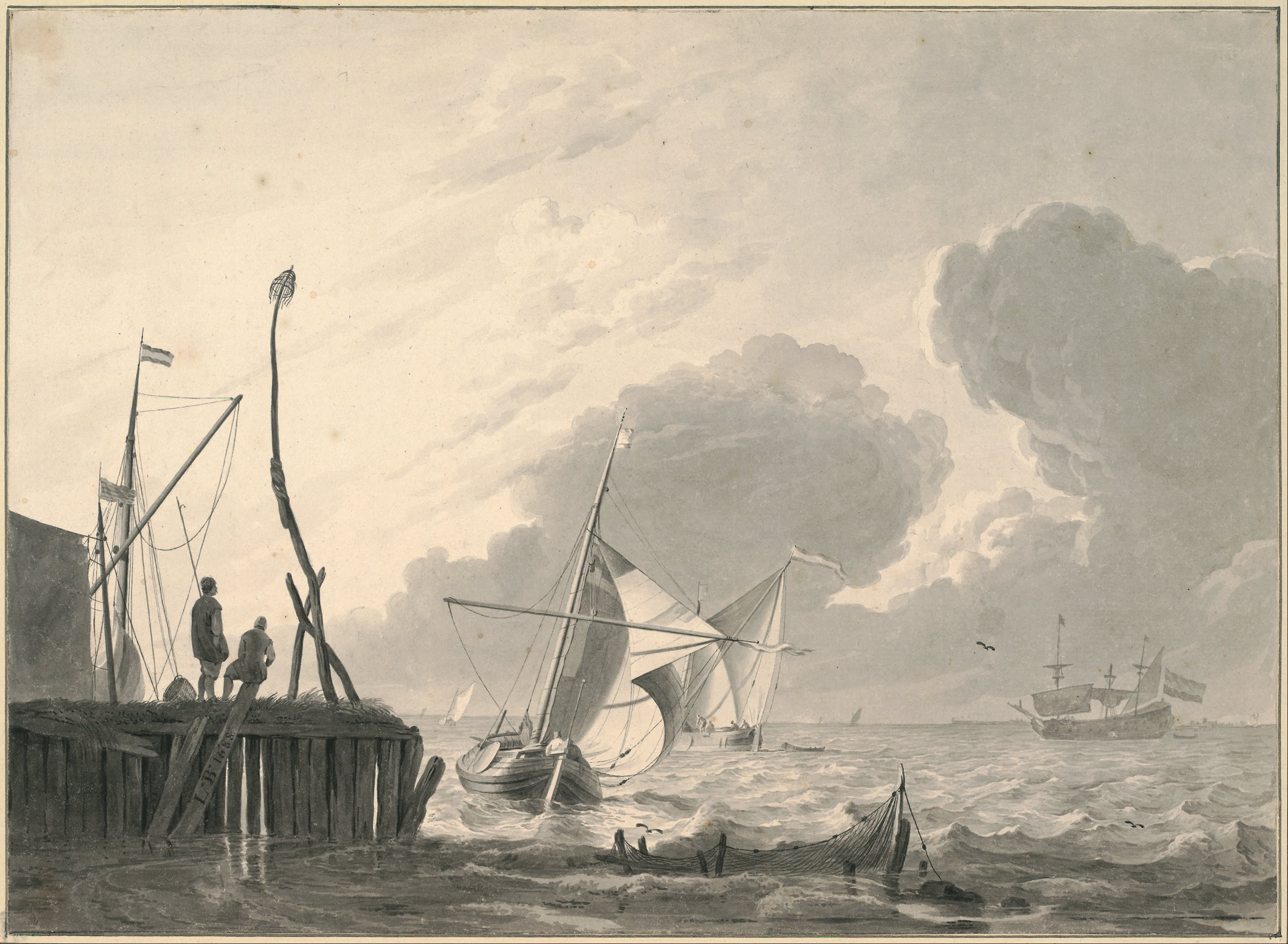 Ludolf Bakhuizen - Harbor on the Sea in Gathering Thunderstorm - Google Art Project